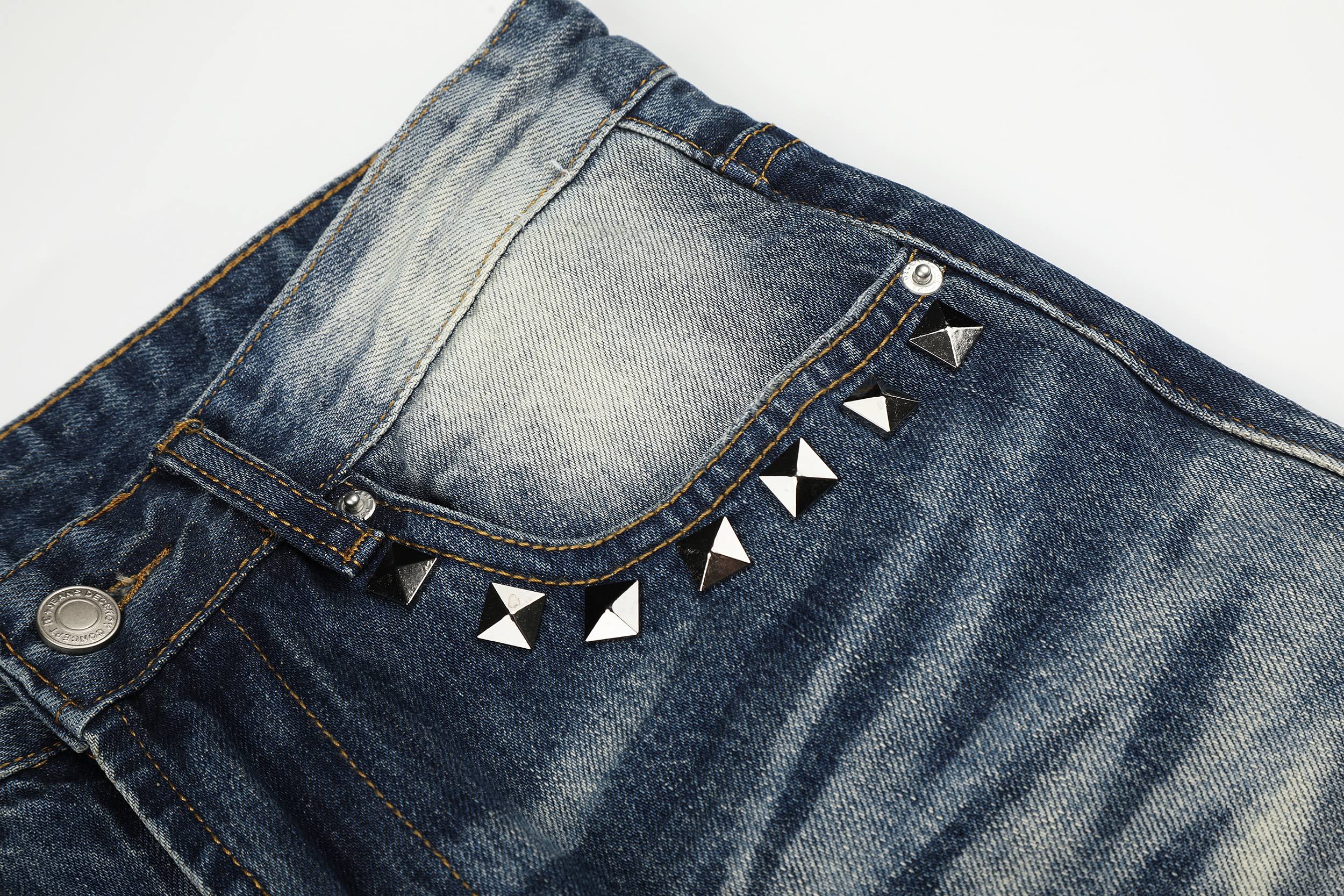Omirad Studded Vintage Wash Jeans
