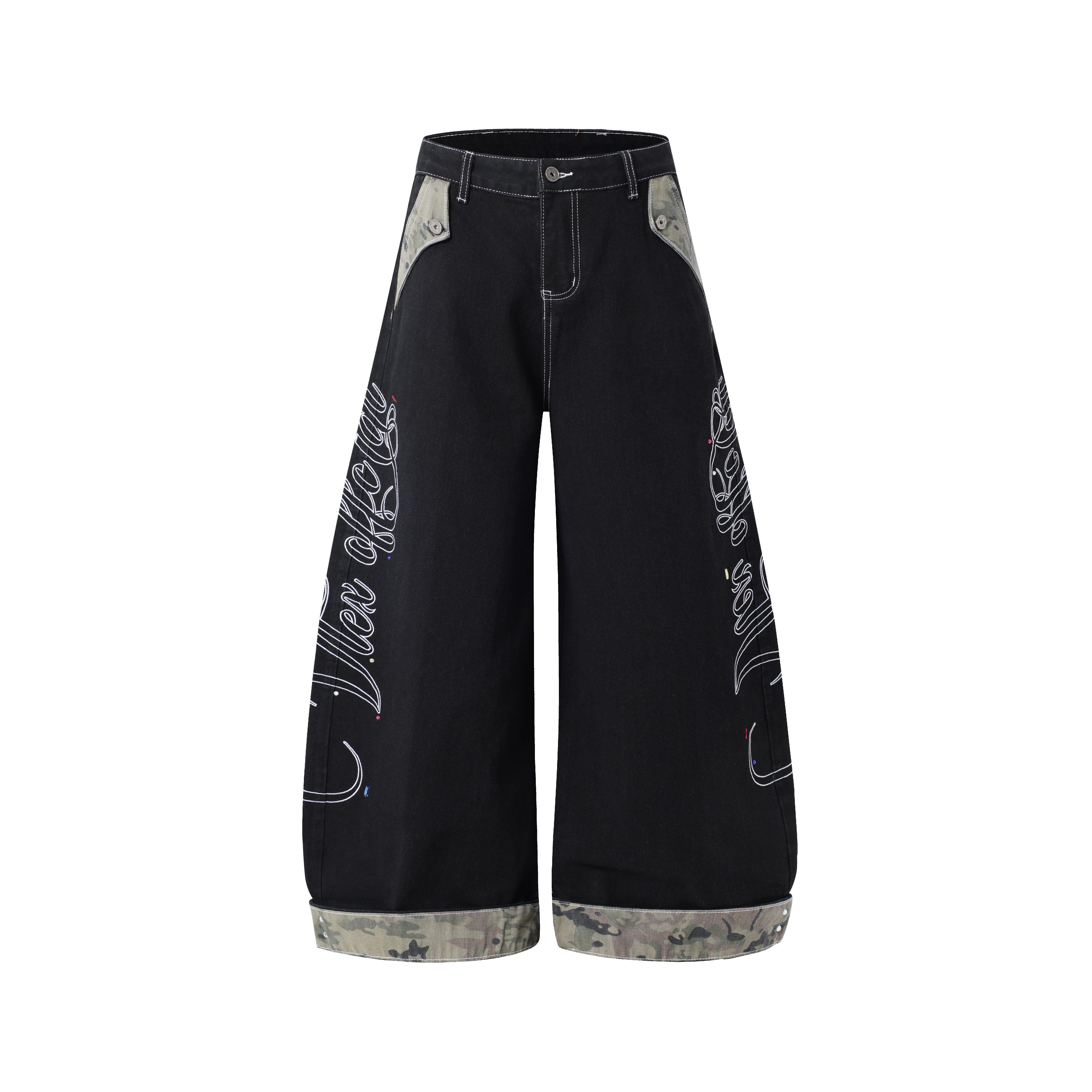 Omirad Camo Trim Wide-Leg Jeans