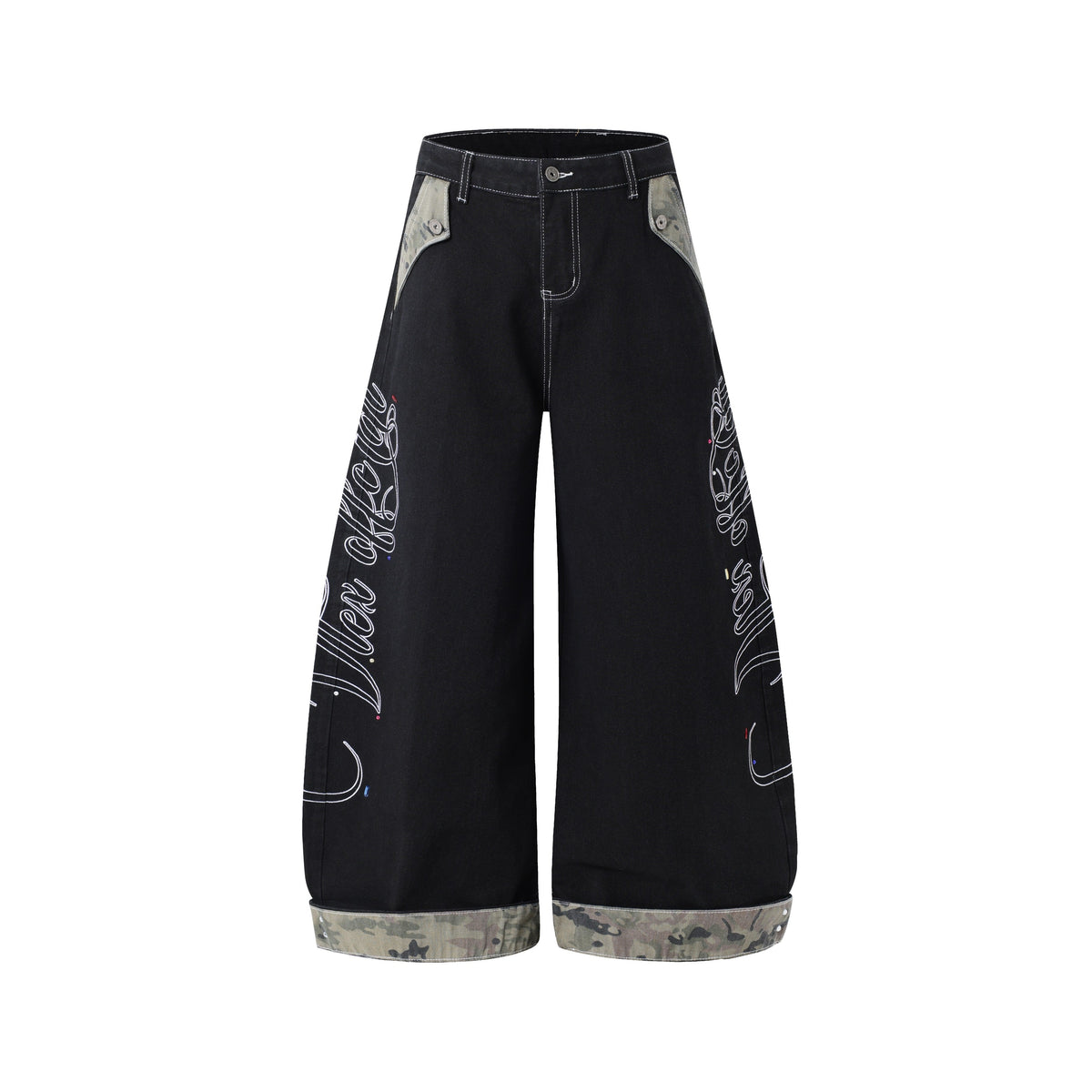 Omirad Camo Trim Wide-Leg Jeans