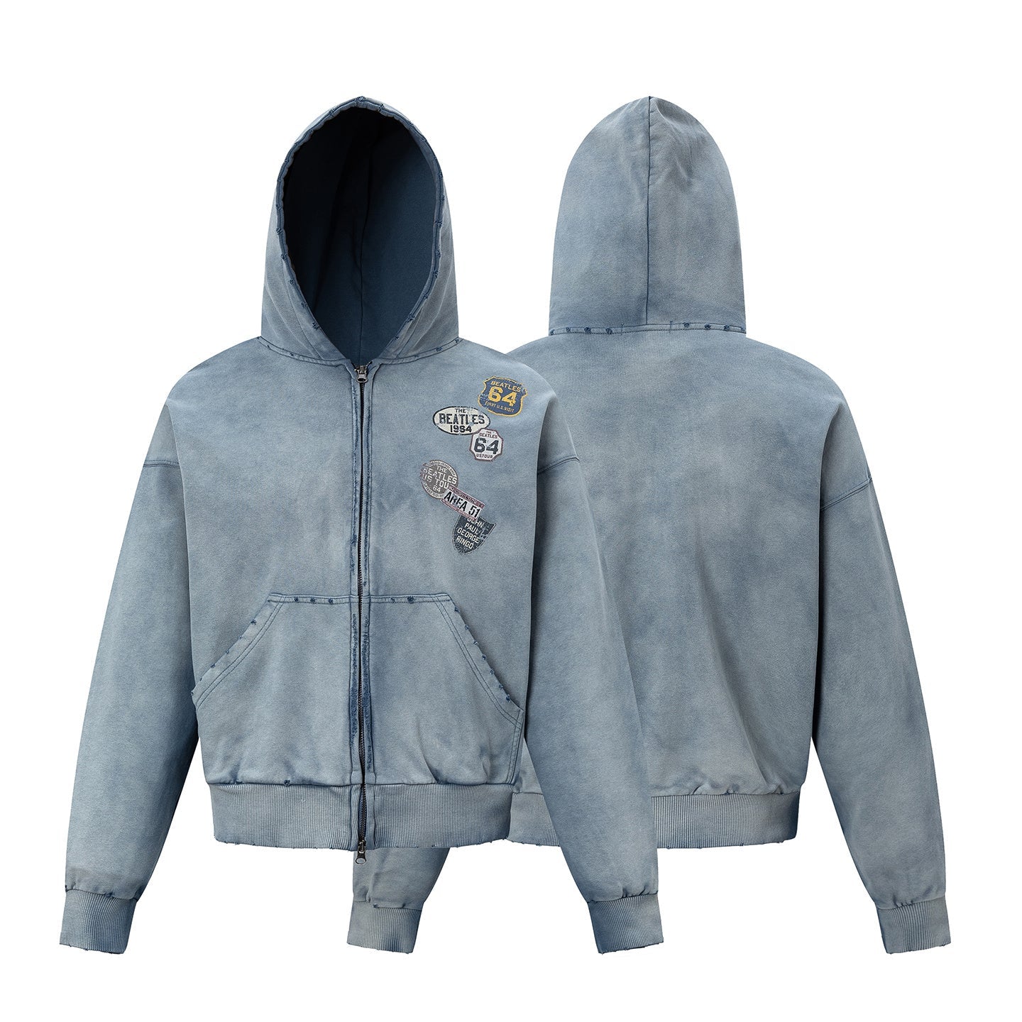 Omirad Vintage Patch Zip-Up Hoodie