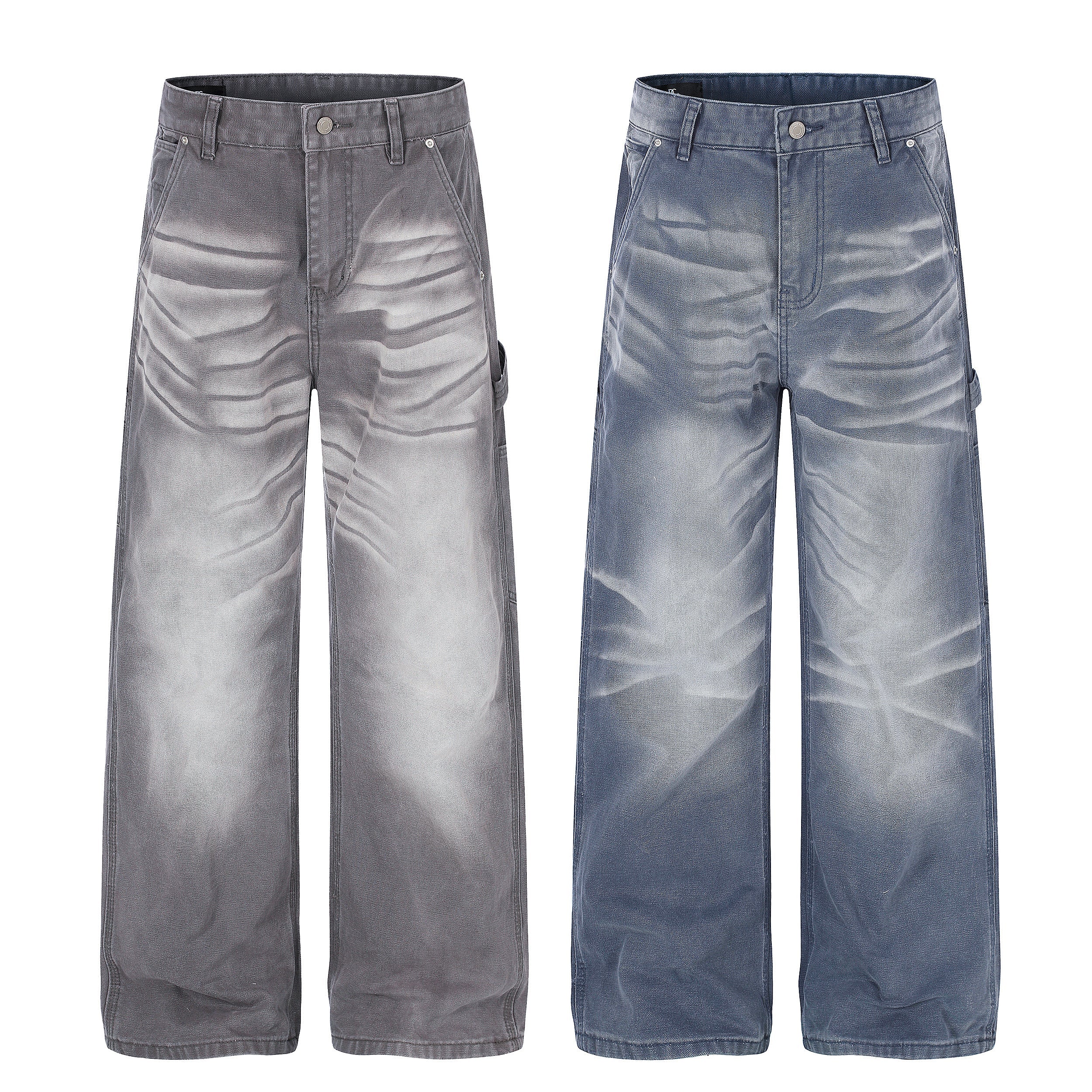 Omirad Washed Wrinkle Effect Denim Jeans