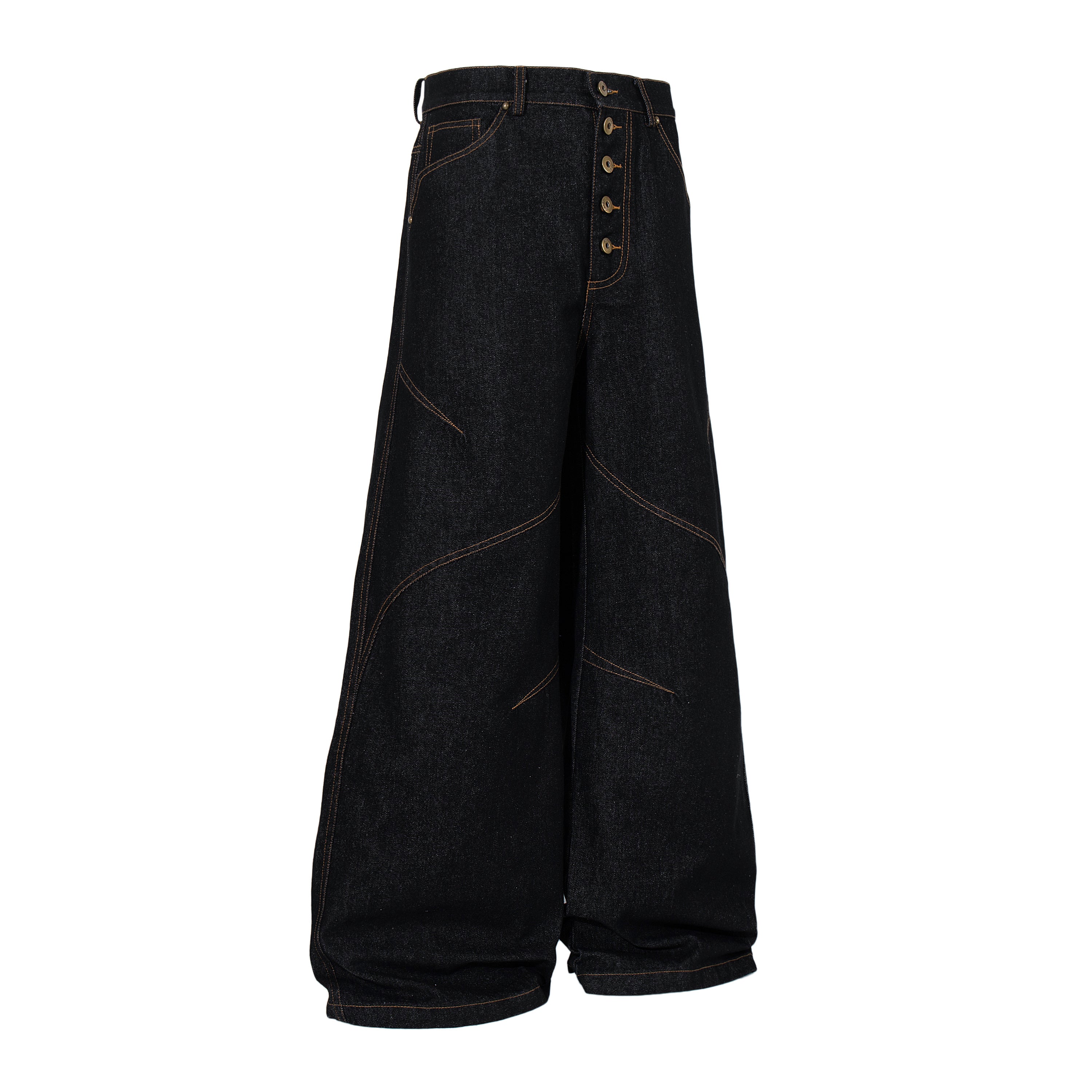 Omirad Curved Panel Wide Leg Denim Pants
