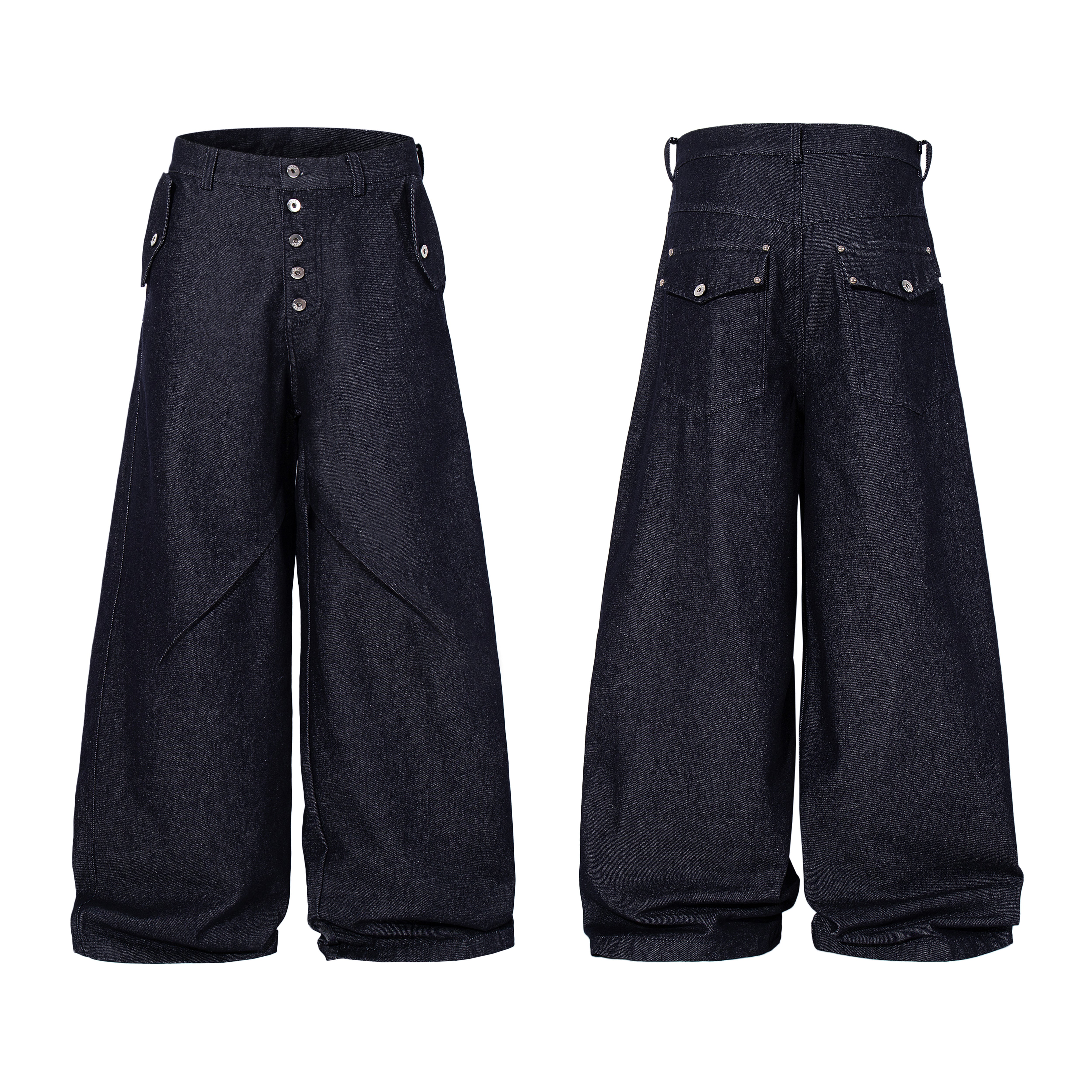 Omirad Panel Construction Wide Leg Denim Pants