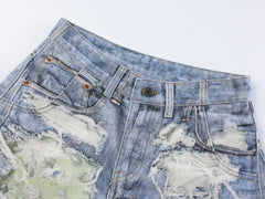 Omirad Floral Patchwork Distressed Jeans