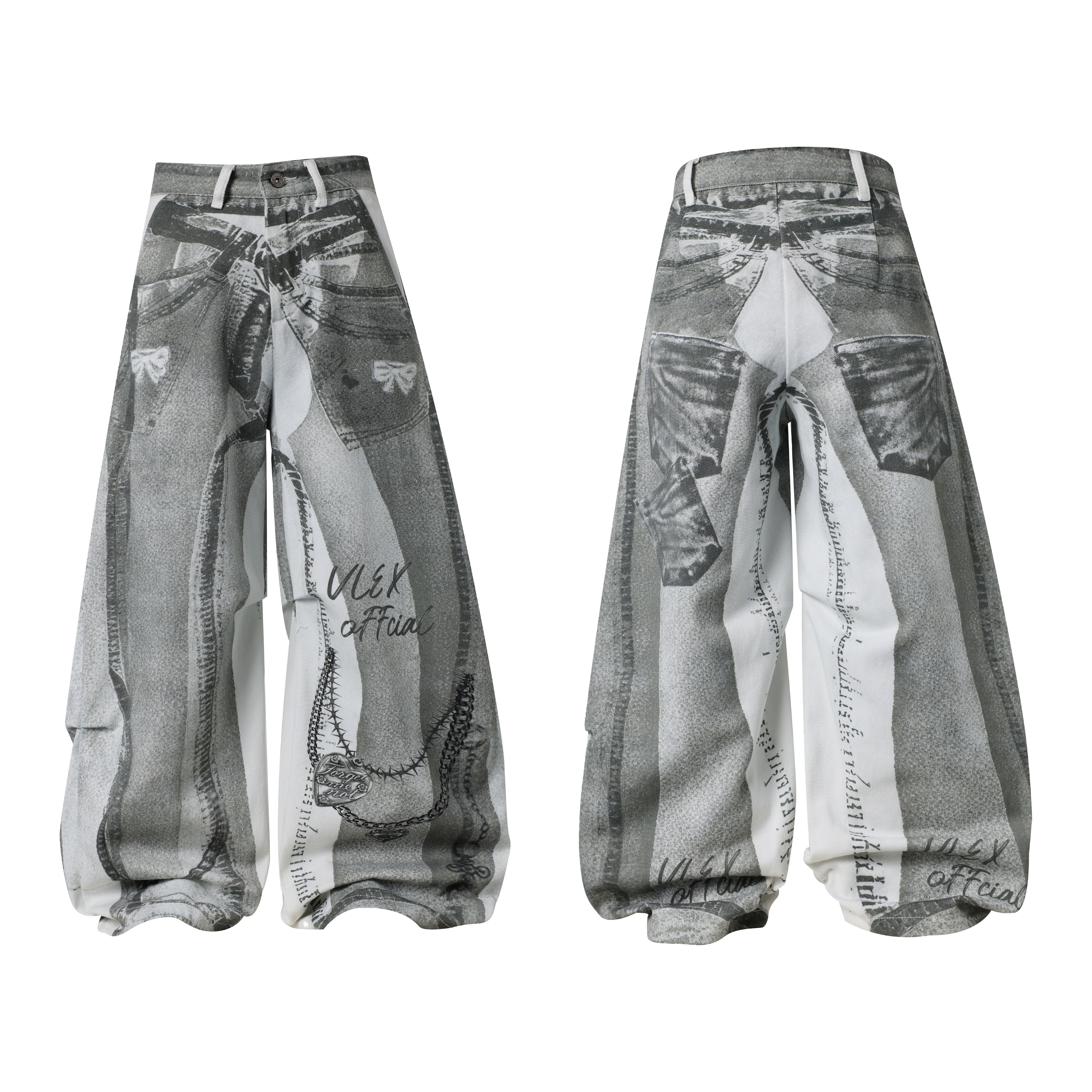 Omirad Graphic Panel Wide-Leg Pants