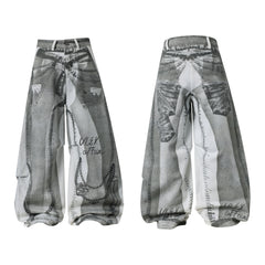 Omirad Graphic Panel Wide-Leg Pants