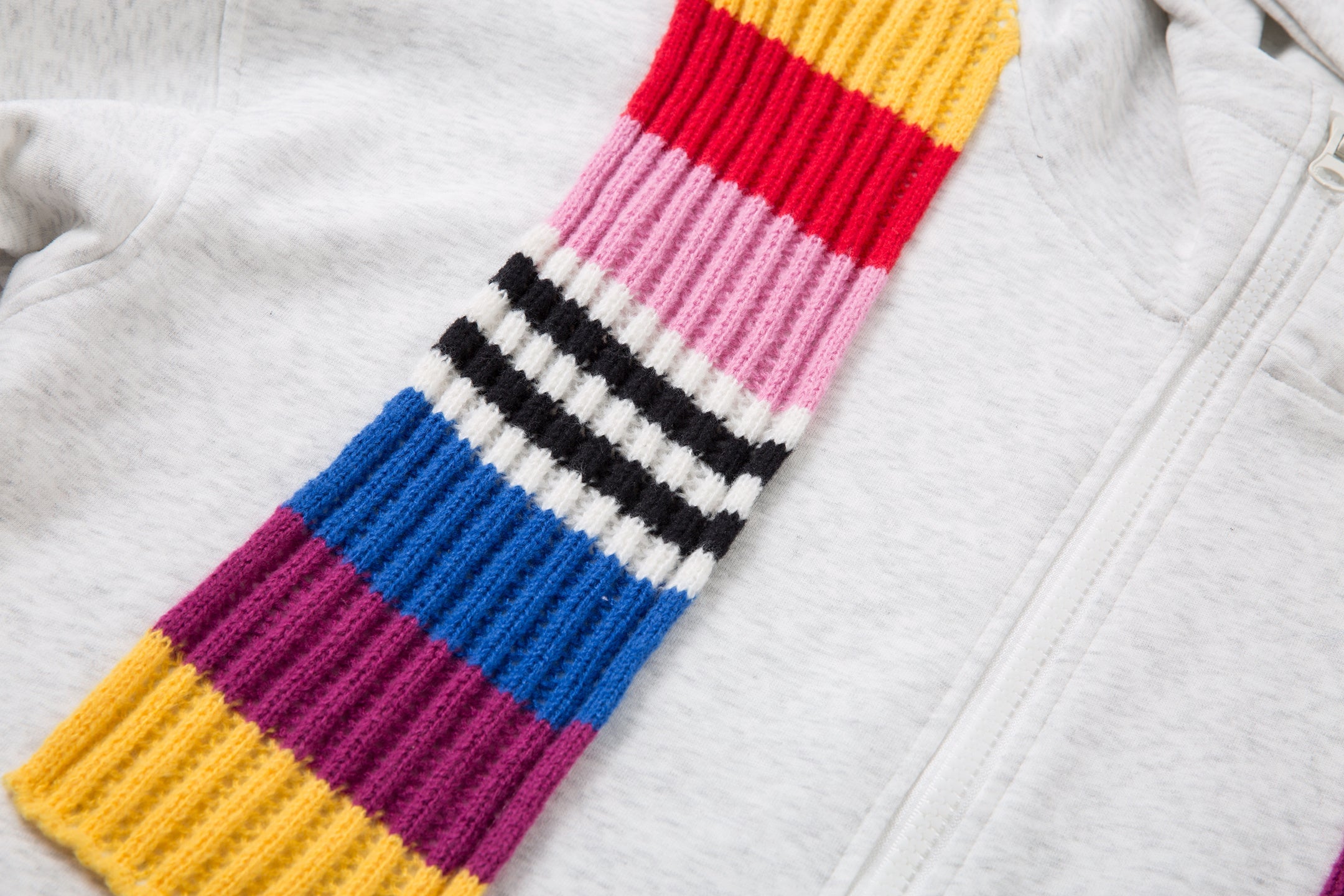 Omirad Color-Block Scarf Hooded Zip Jacket