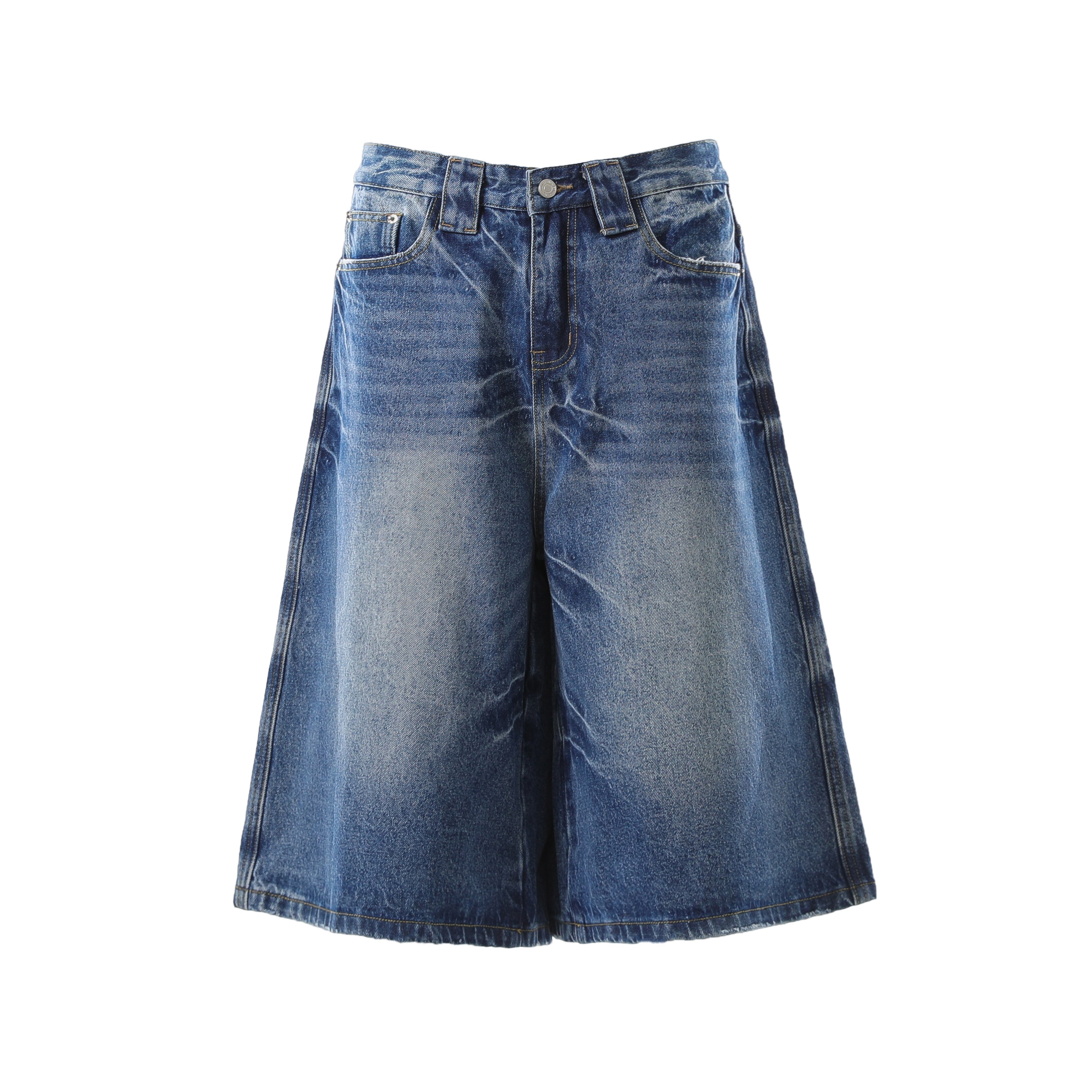 Omirad Vintage Wash Wide-Leg Denim Shorts
