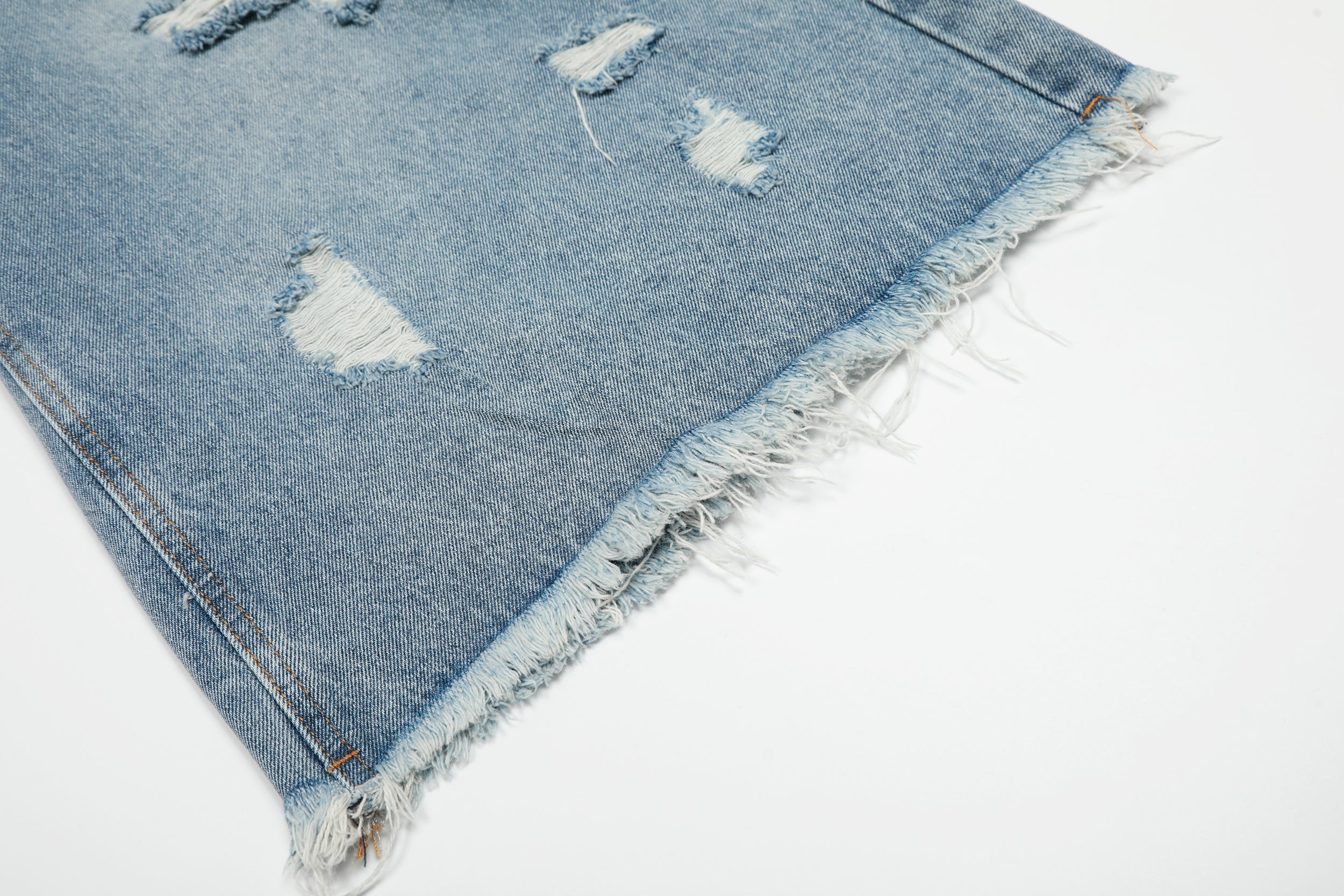 Omirad Destroyed Fringe Denim Shorts