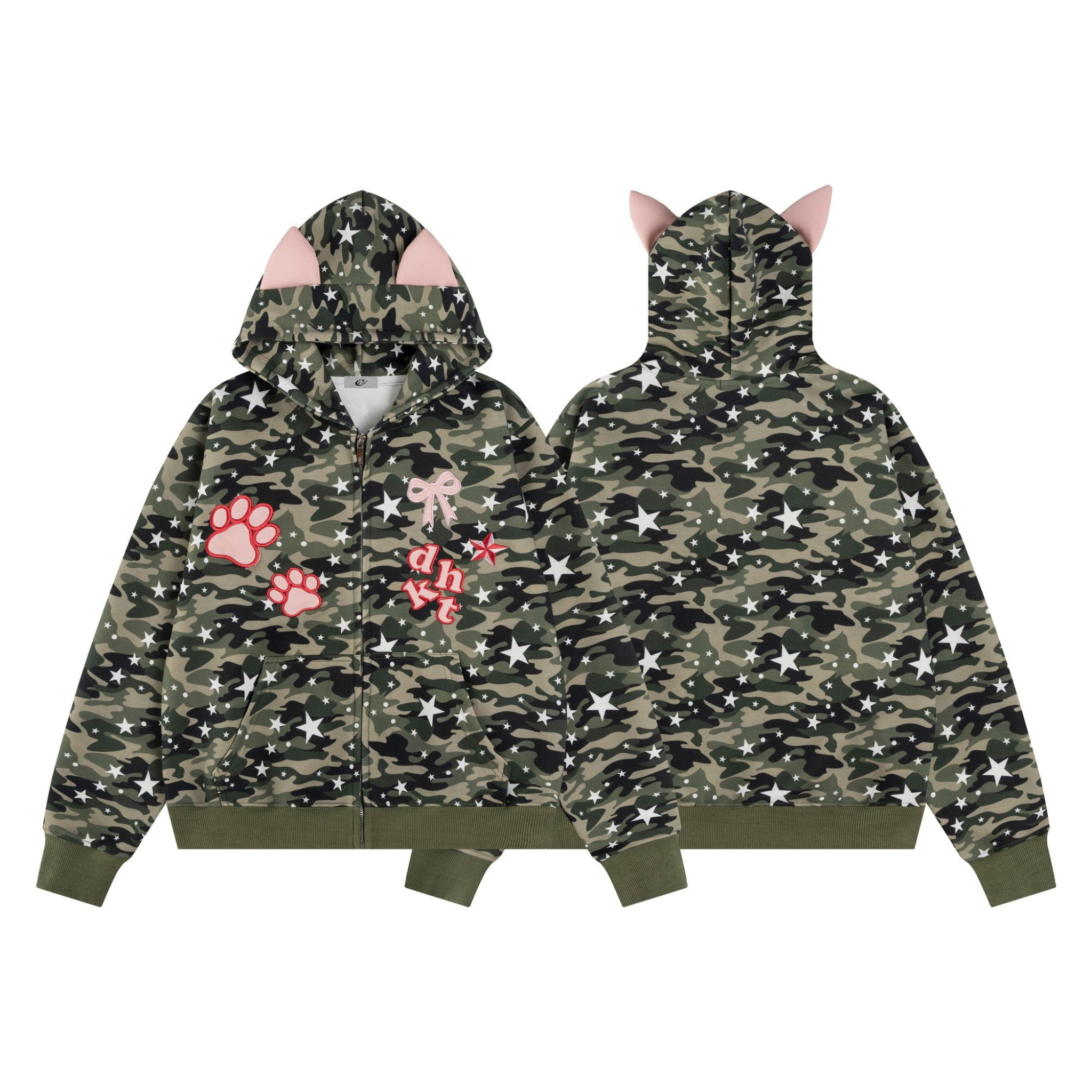 Omirad Camo Kitty Ear Zip Hoodie
