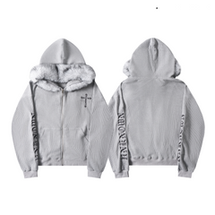 Omirad Faux Fur Trim Zip-Up Hoodie
