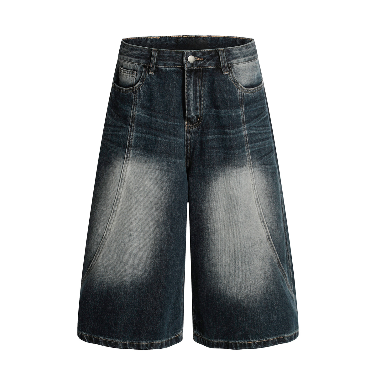 Omirad Wide-Leg Washed Denim Shorts