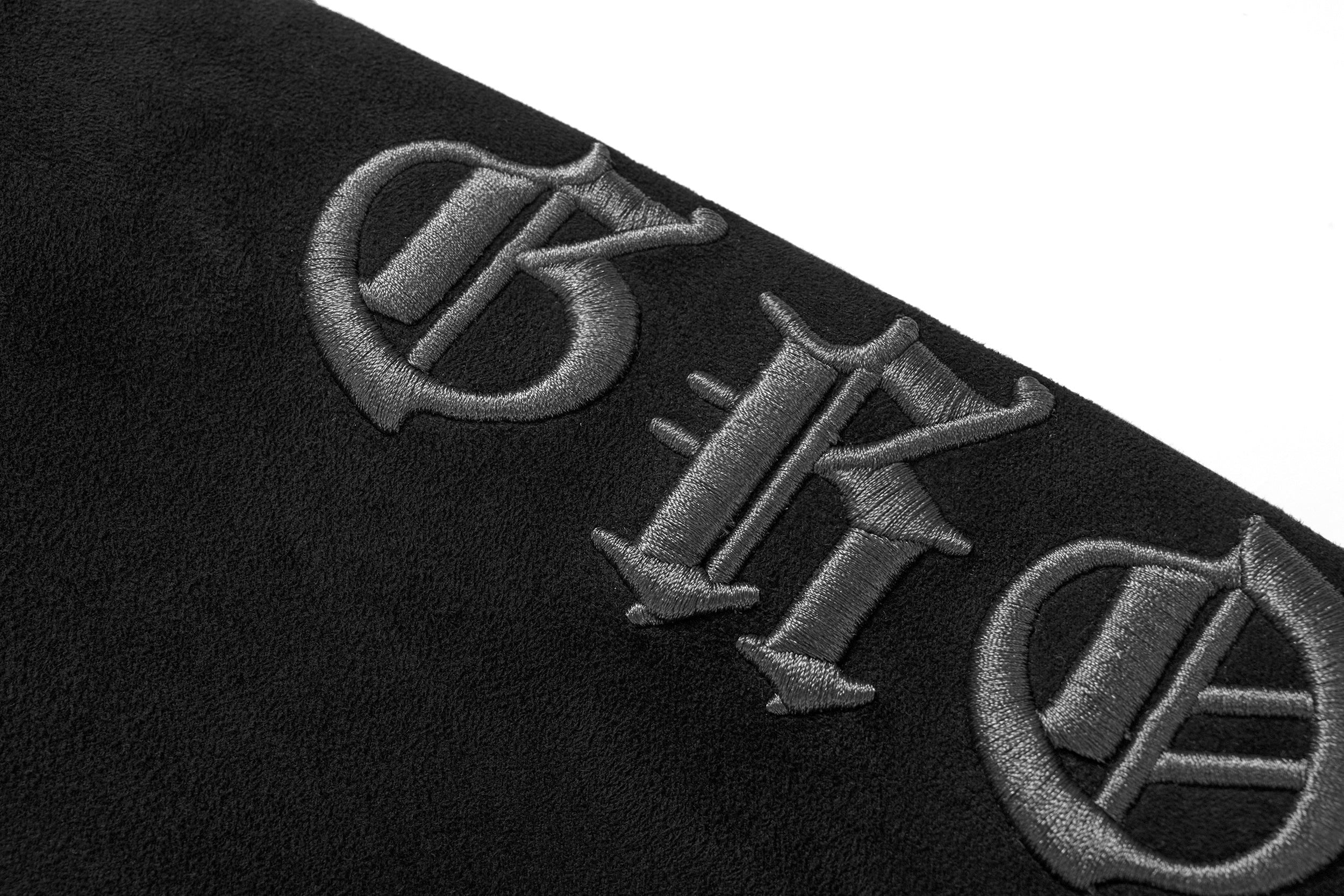 Omirad Gothic Embroidered Suede Zip Hoodie