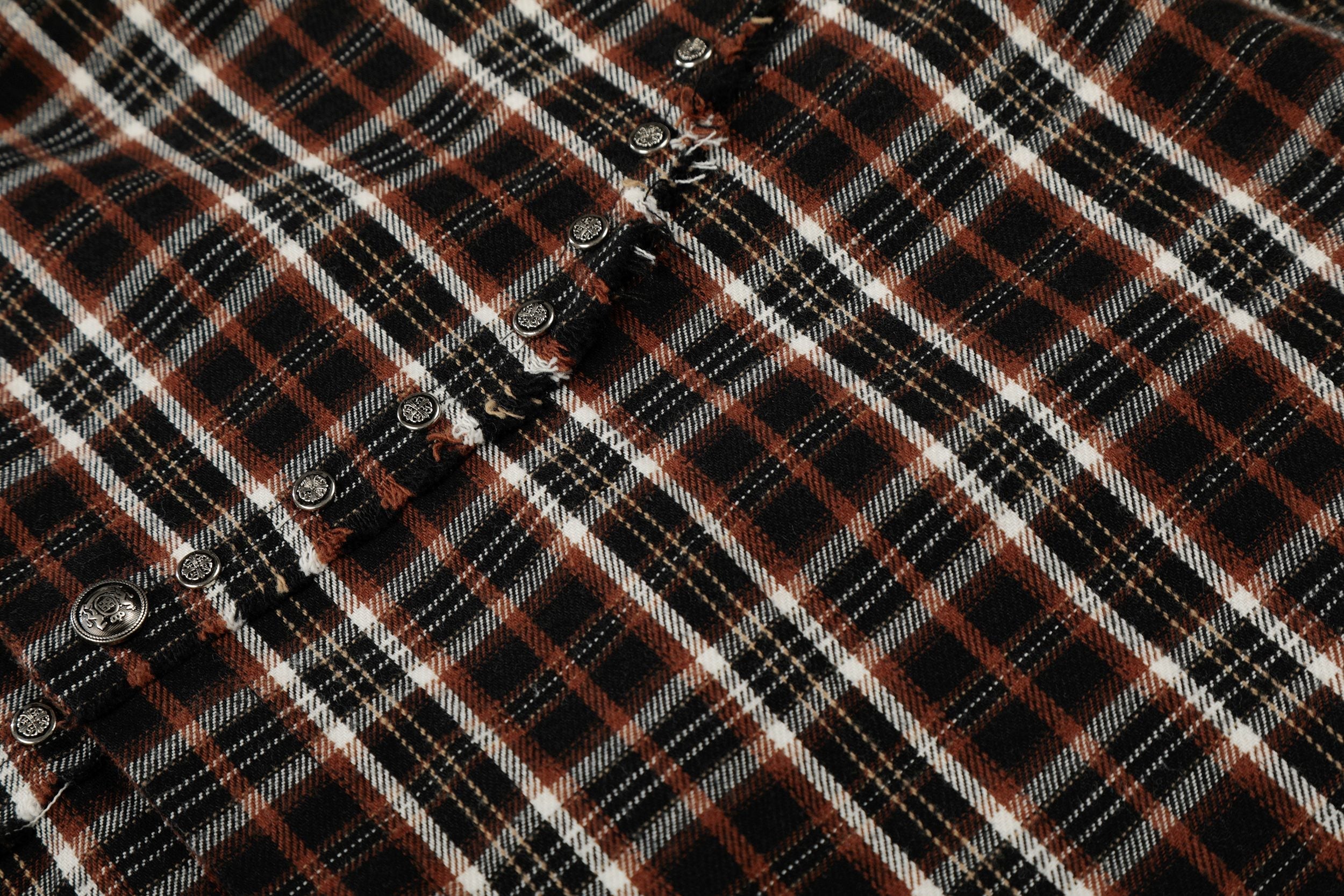 Omirad “Distressed Plaid Short Sleeve Shirt”