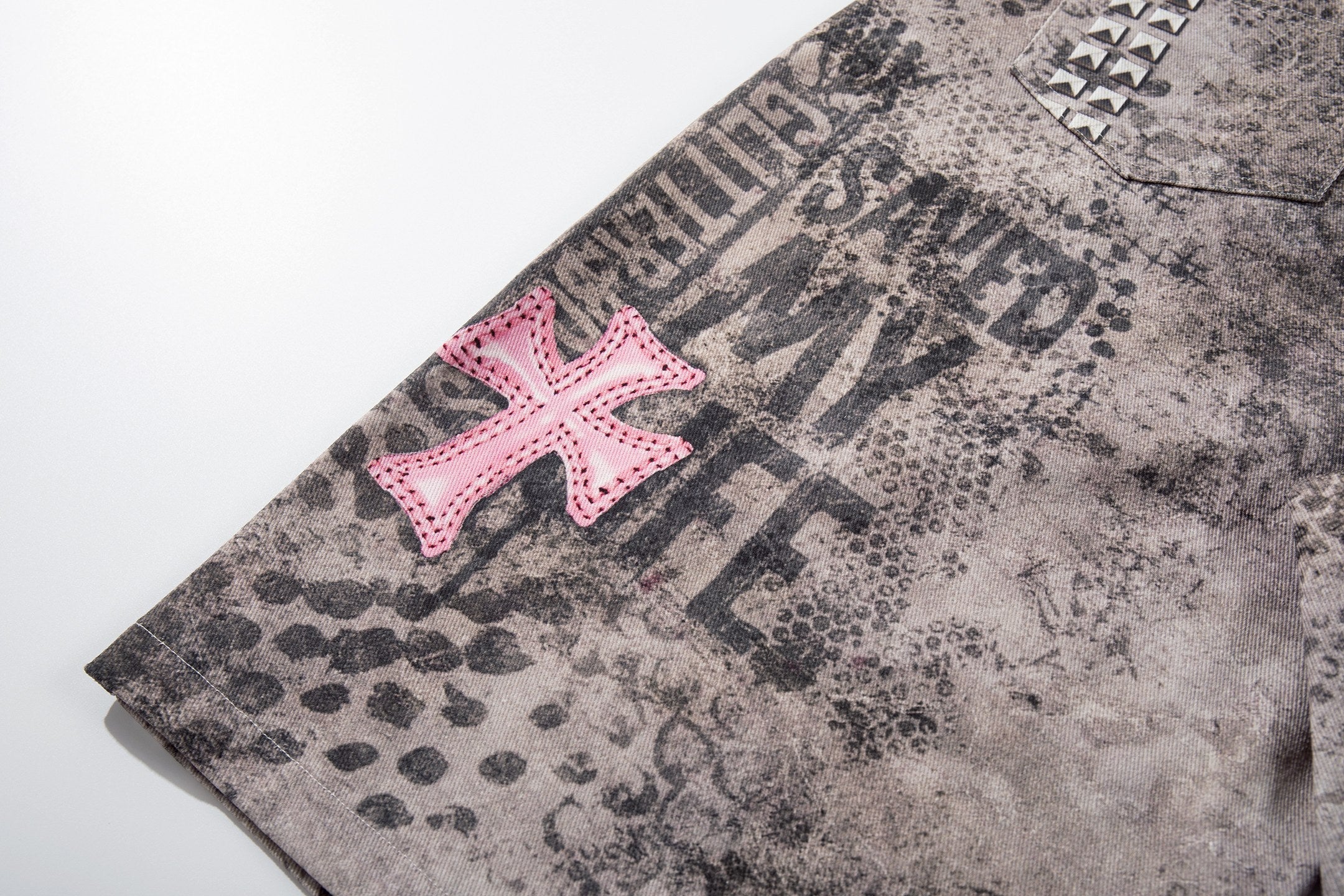 Omirad “Grunge Cross Washed Denim Shorts”