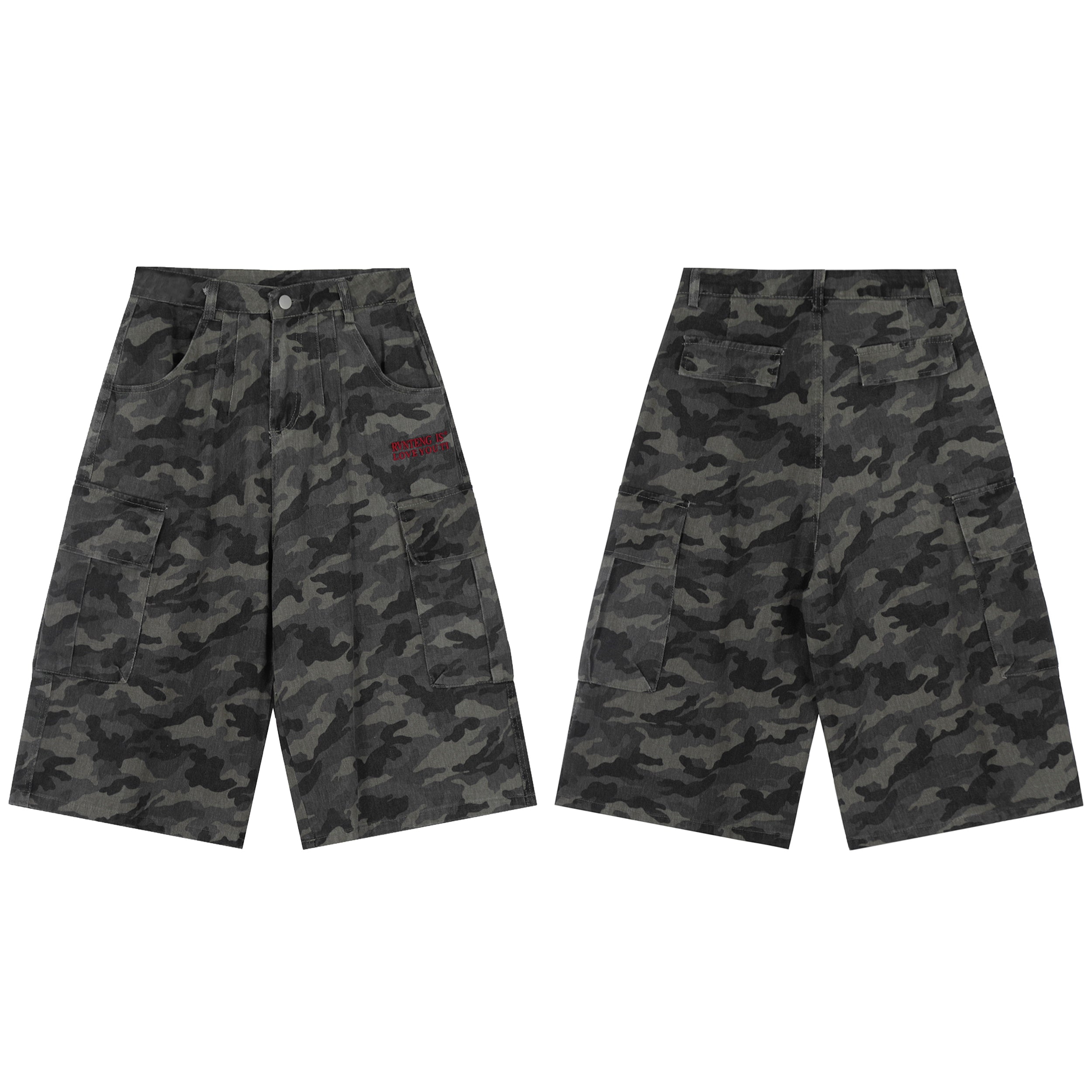 Omirad Camo Wide-Leg Cargo Shorts