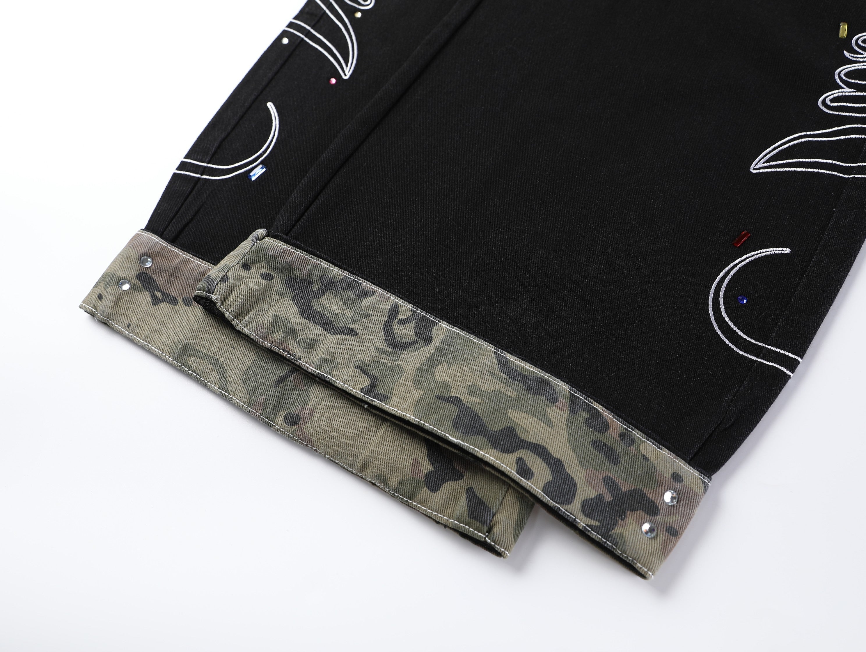 Omirad Camo Trim Wide-Leg Jeans
