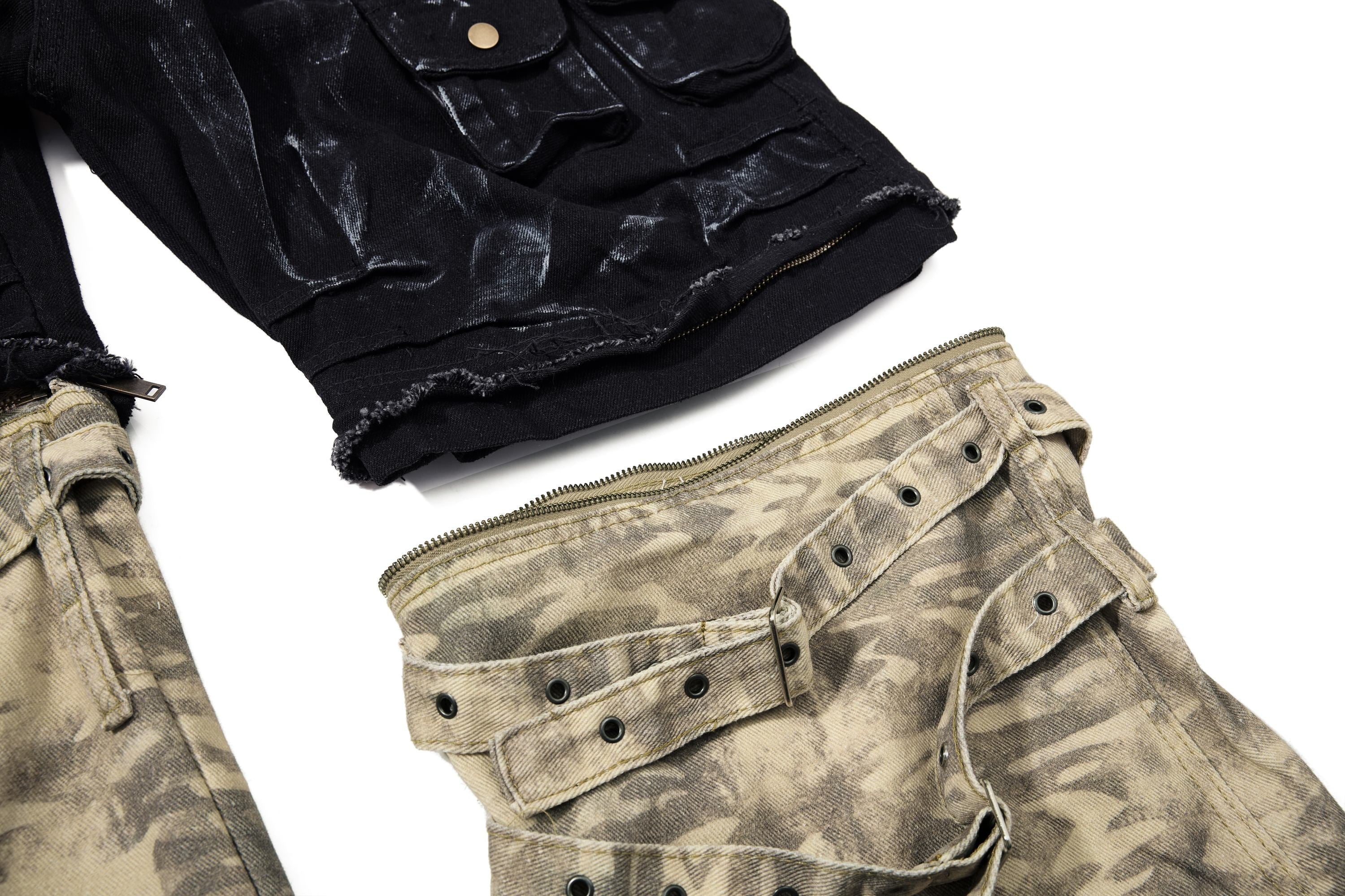 Omirad Washed Utility Cargo Denim Pants