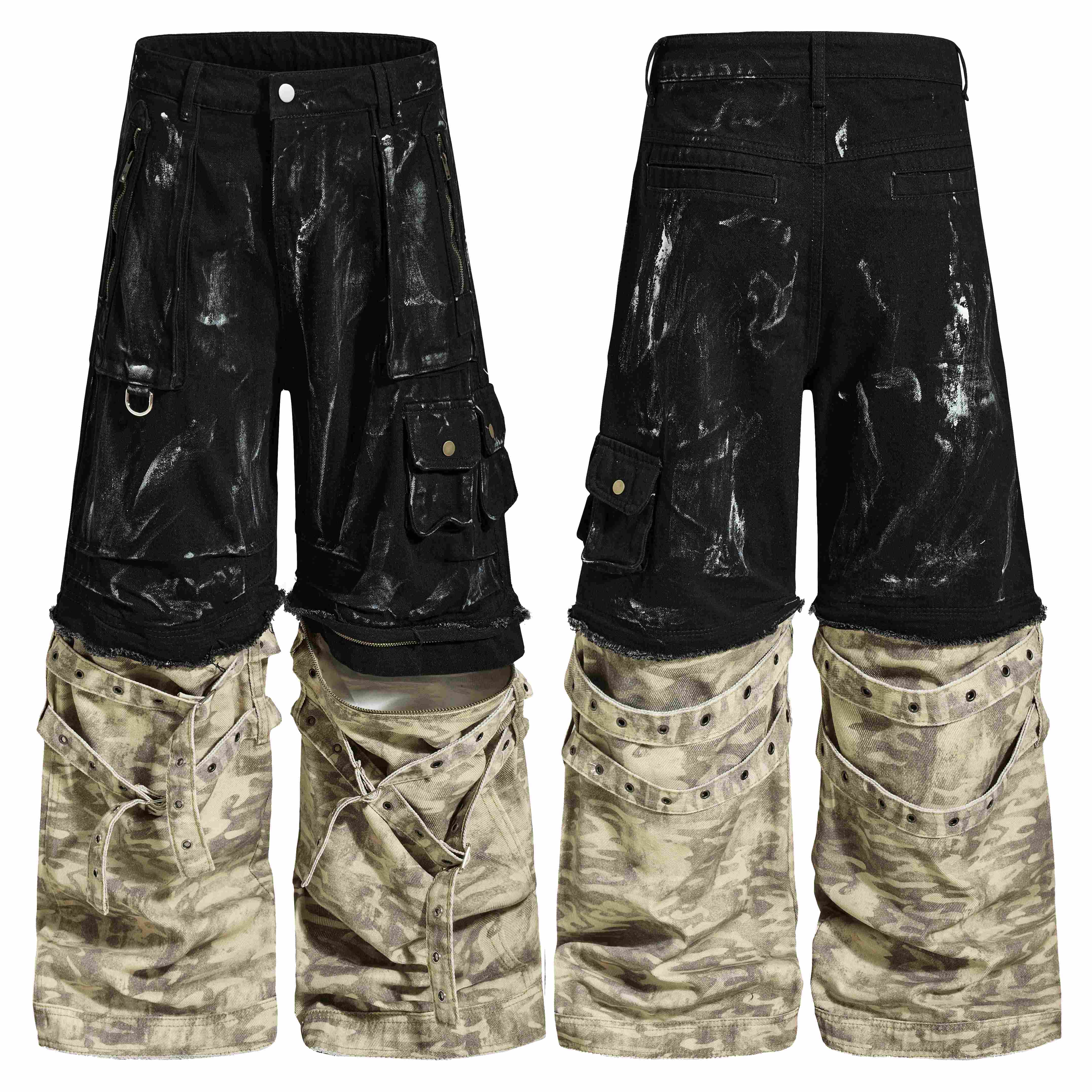 Omirad Washed Utility Cargo Denim Pants