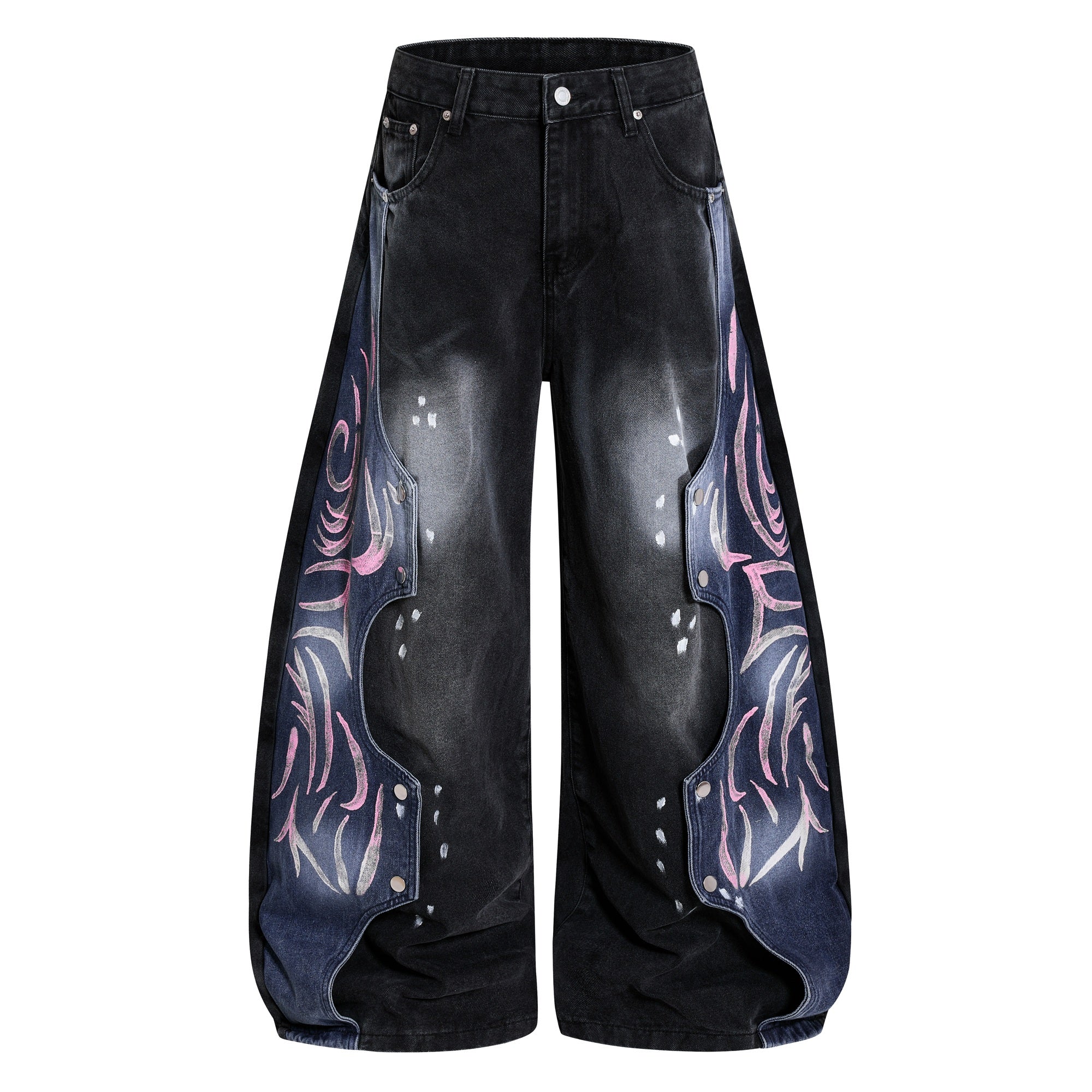 Omirad Graphic Panel Wide-Leg Denim Jeans