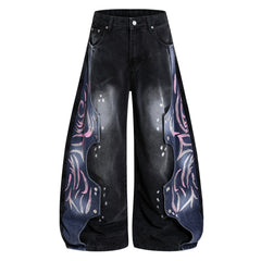 Omirad Graphic Panel Wide-Leg Denim Jeans