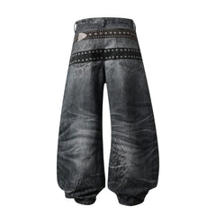 Omirad Washed Studded Wide-Leg Jeans
