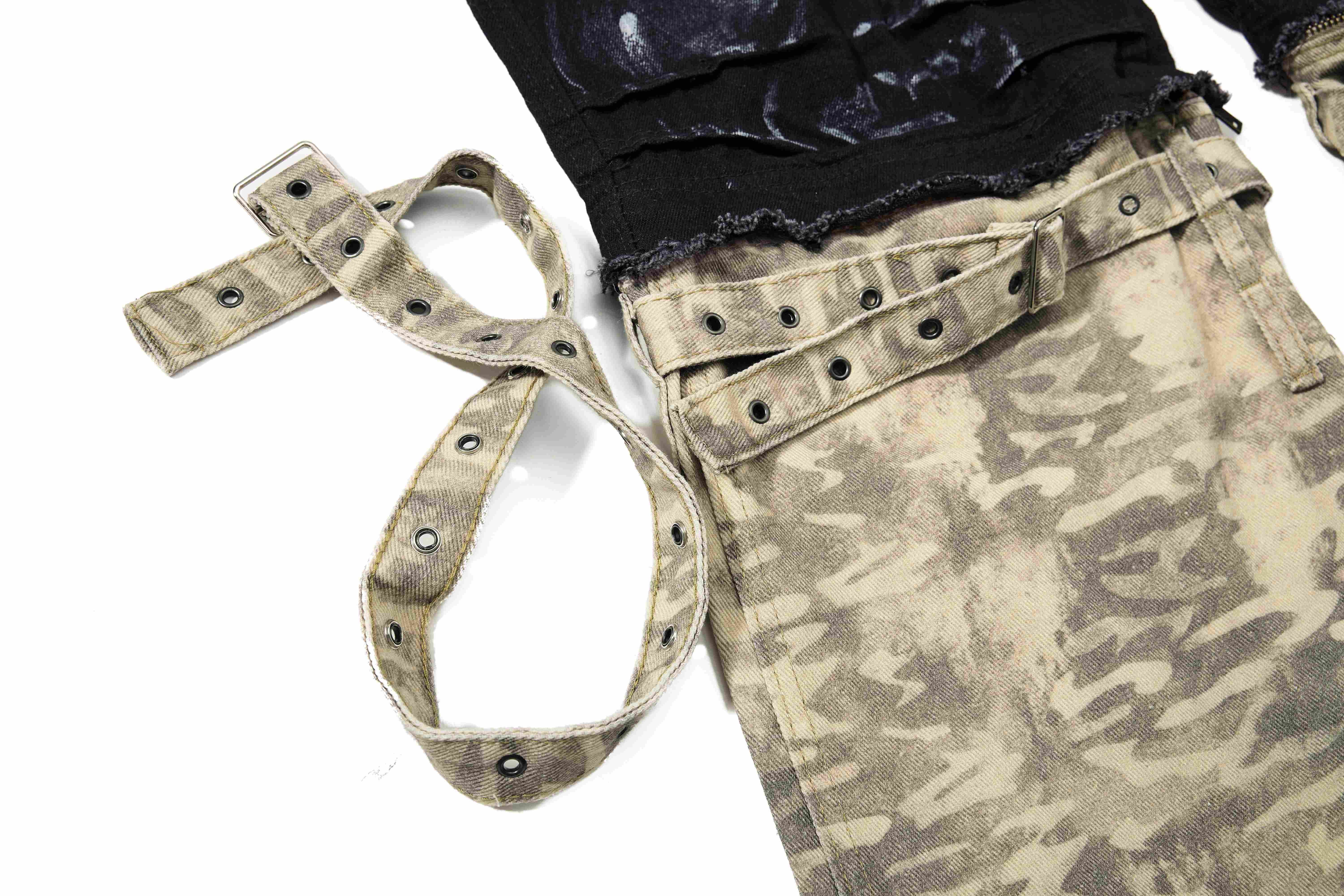 Omirad Washed Utility Cargo Denim Pants