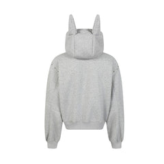 Omirad Devil Horn Studded High-Neck Zip Hoodie
