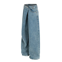 Omirad Asymmetric Waist Wide-Leg Denim Pants
