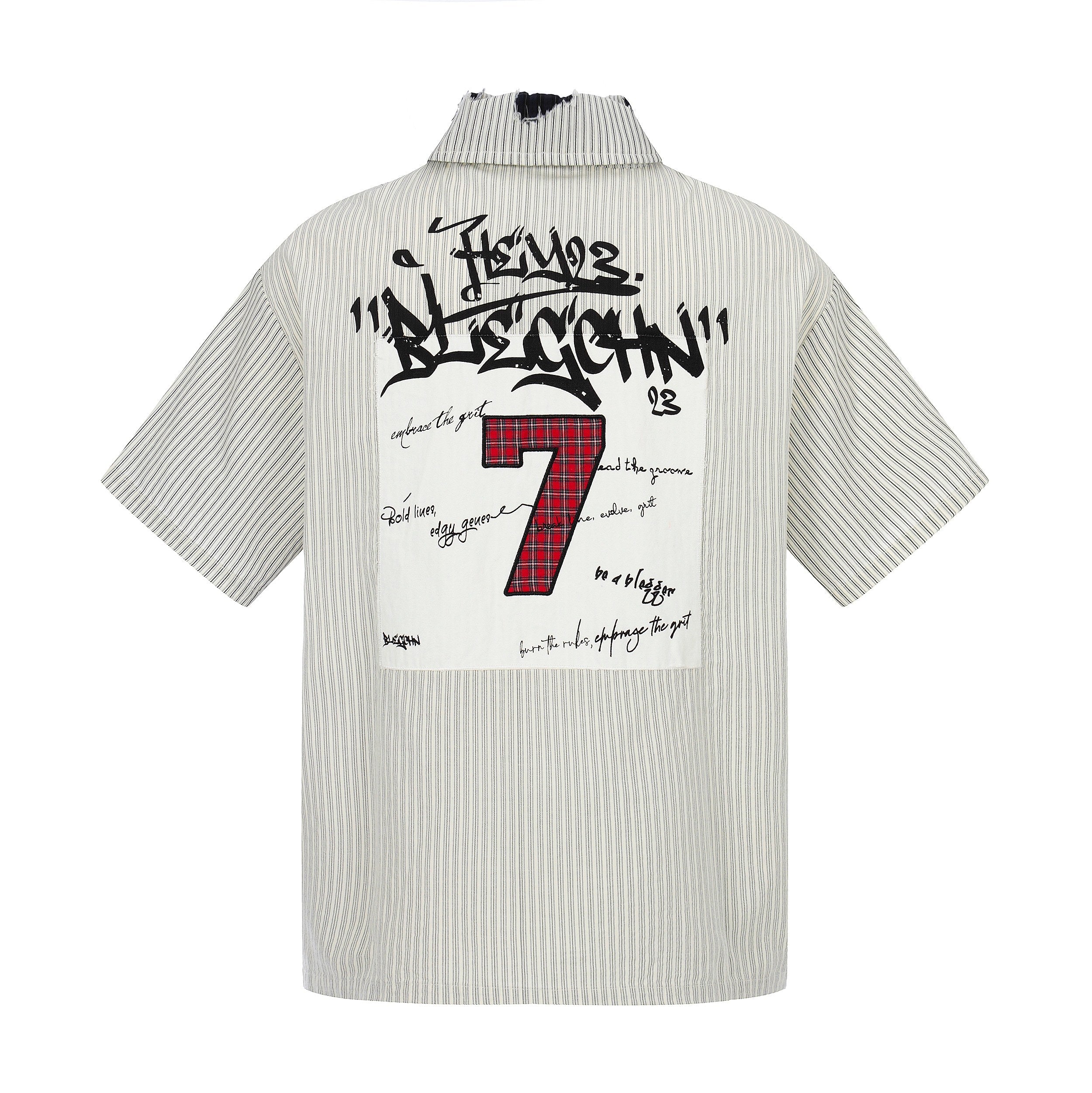 Omirad “Pinstripe Patch Graphic Shirt”
