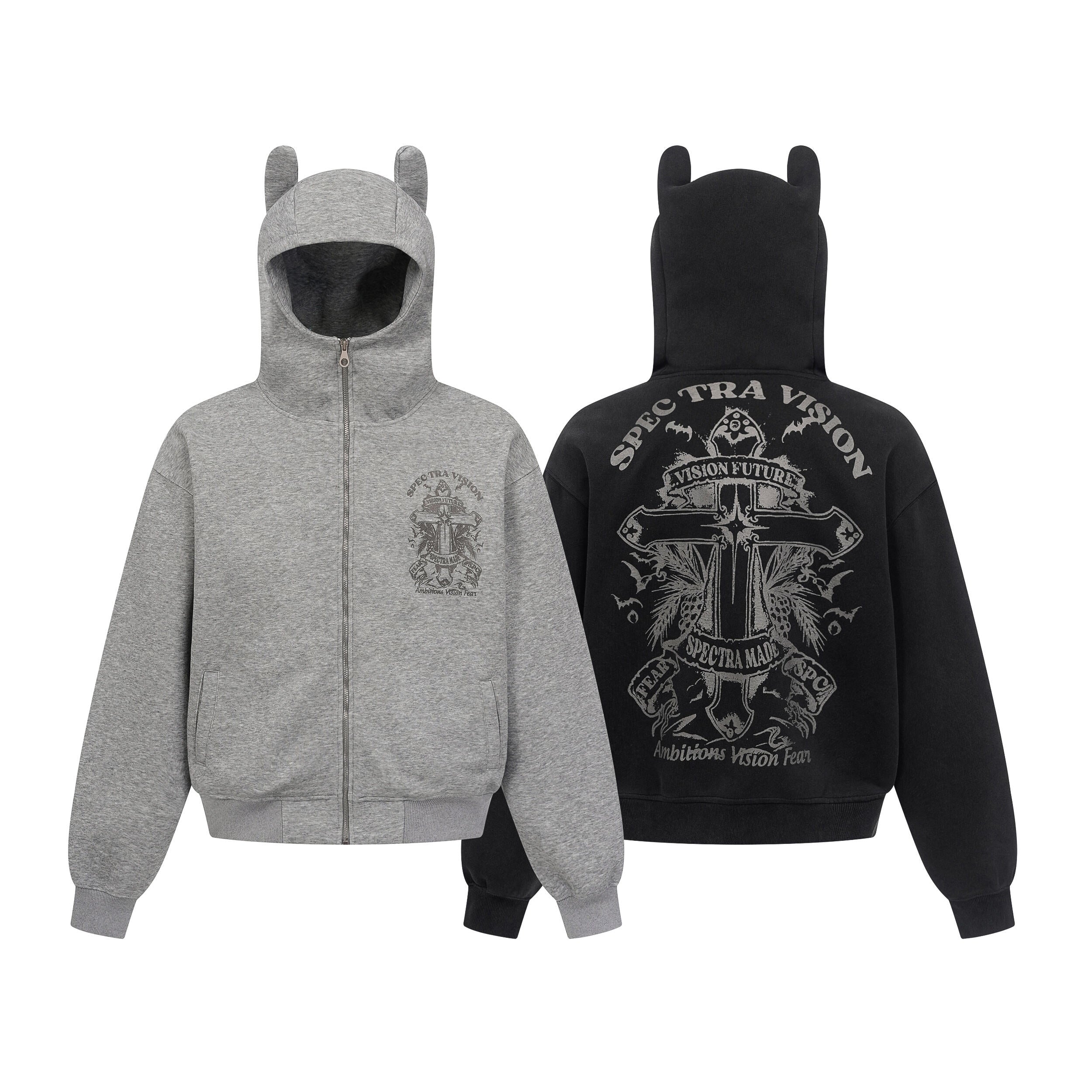 Omirad Devil-Horn Graphic Zip Hoodie