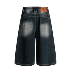 Omirad Wide-Leg Washed Denim Shorts