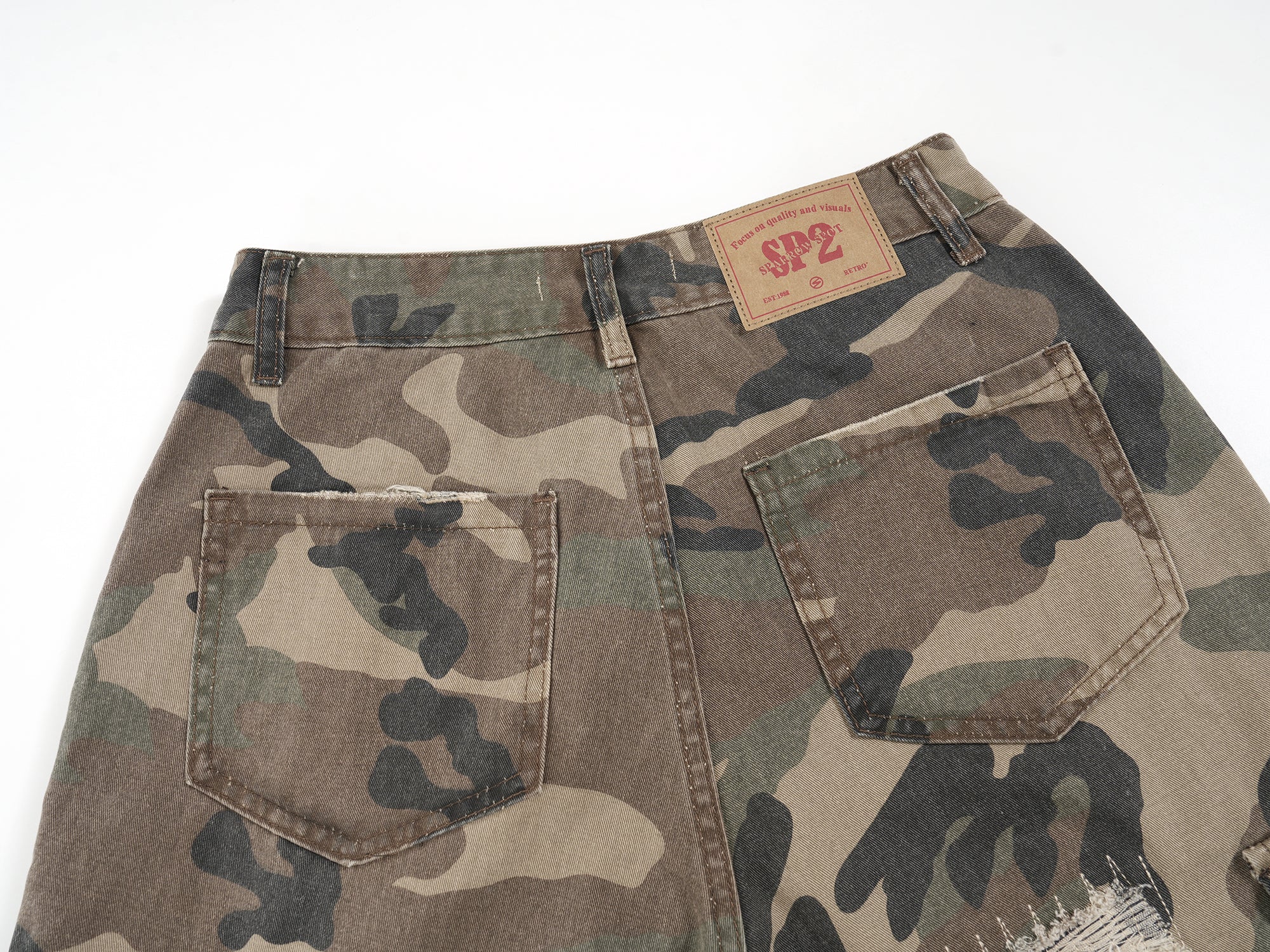 Omirad Distressed Camo Cargo Shorts