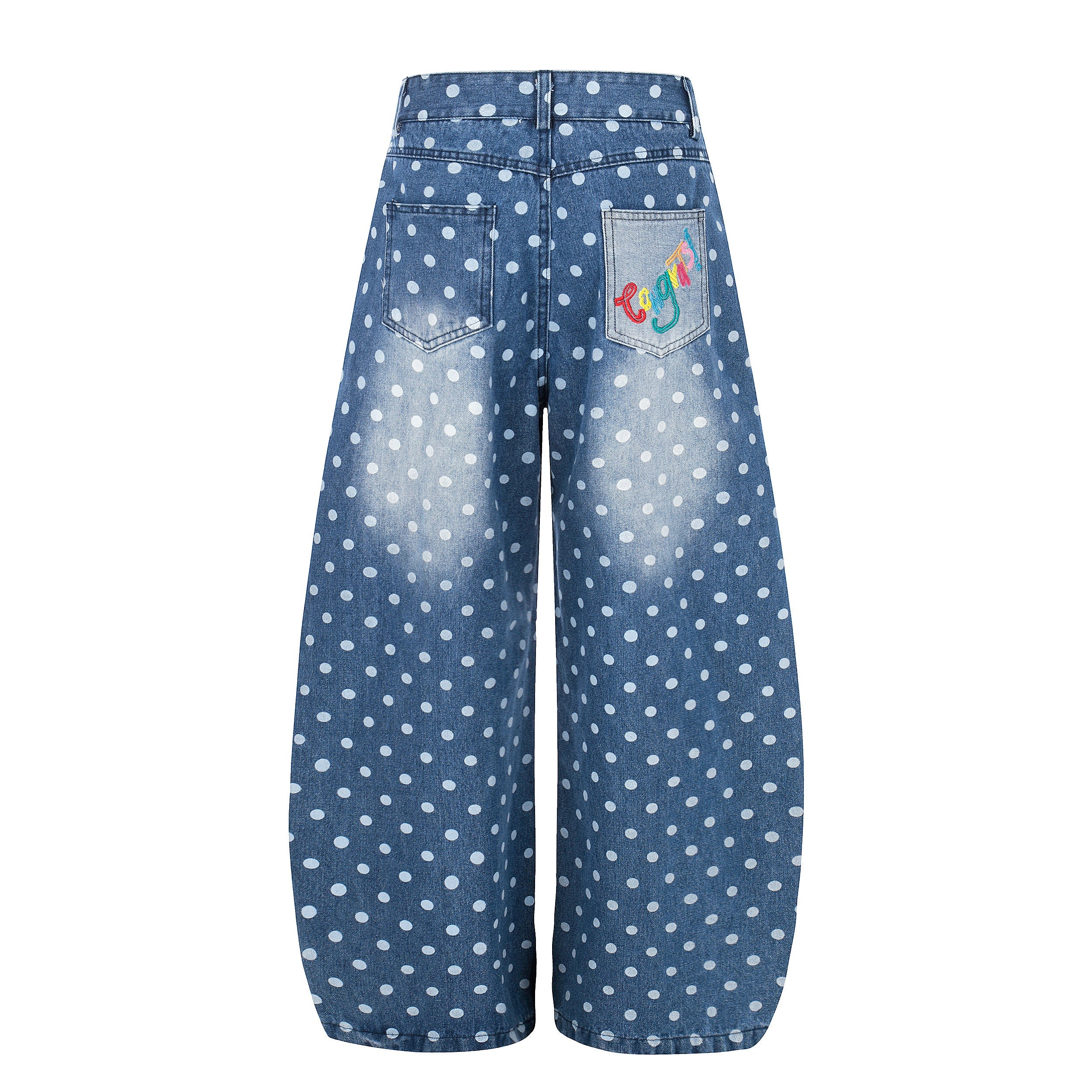 Omirad Polka Dot Washed Denim Jeans