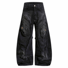 Omirad Distressed Panel Wide-Leg Denim Jeans