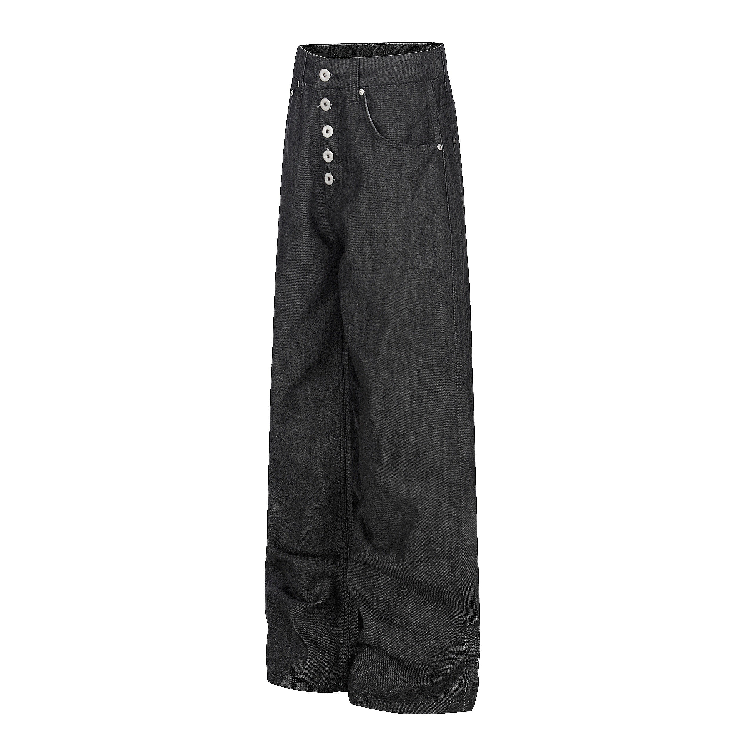 Omirad “Black Raw Button Denim Jeans”