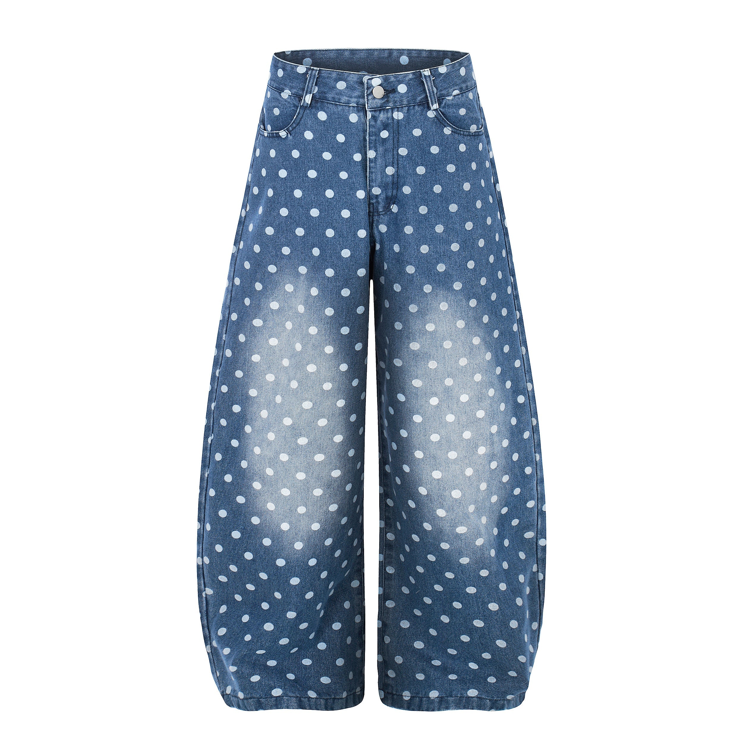 Omirad Polka Dot Washed Denim Jeans