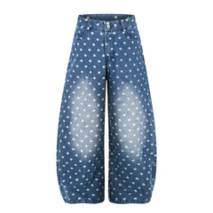 Omirad Polka Dot Washed Denim Jeans