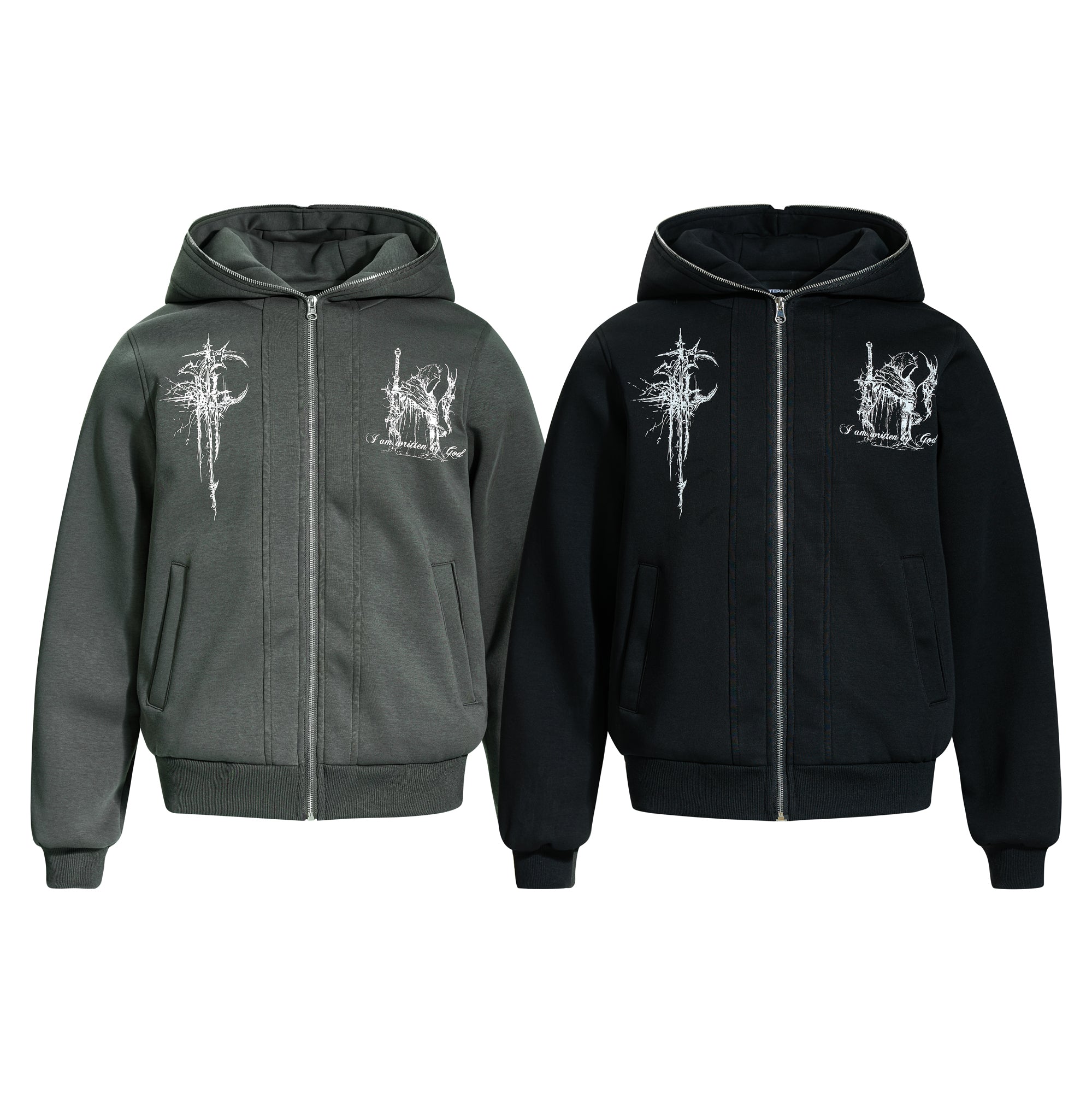 Omirad Gothic Line Art Zip Hoodie