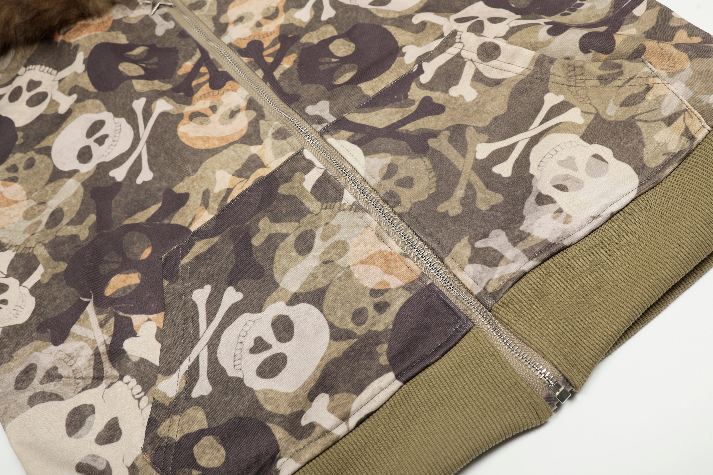 Omirad Skull Camo Fur-Trim Hoodie Jacket