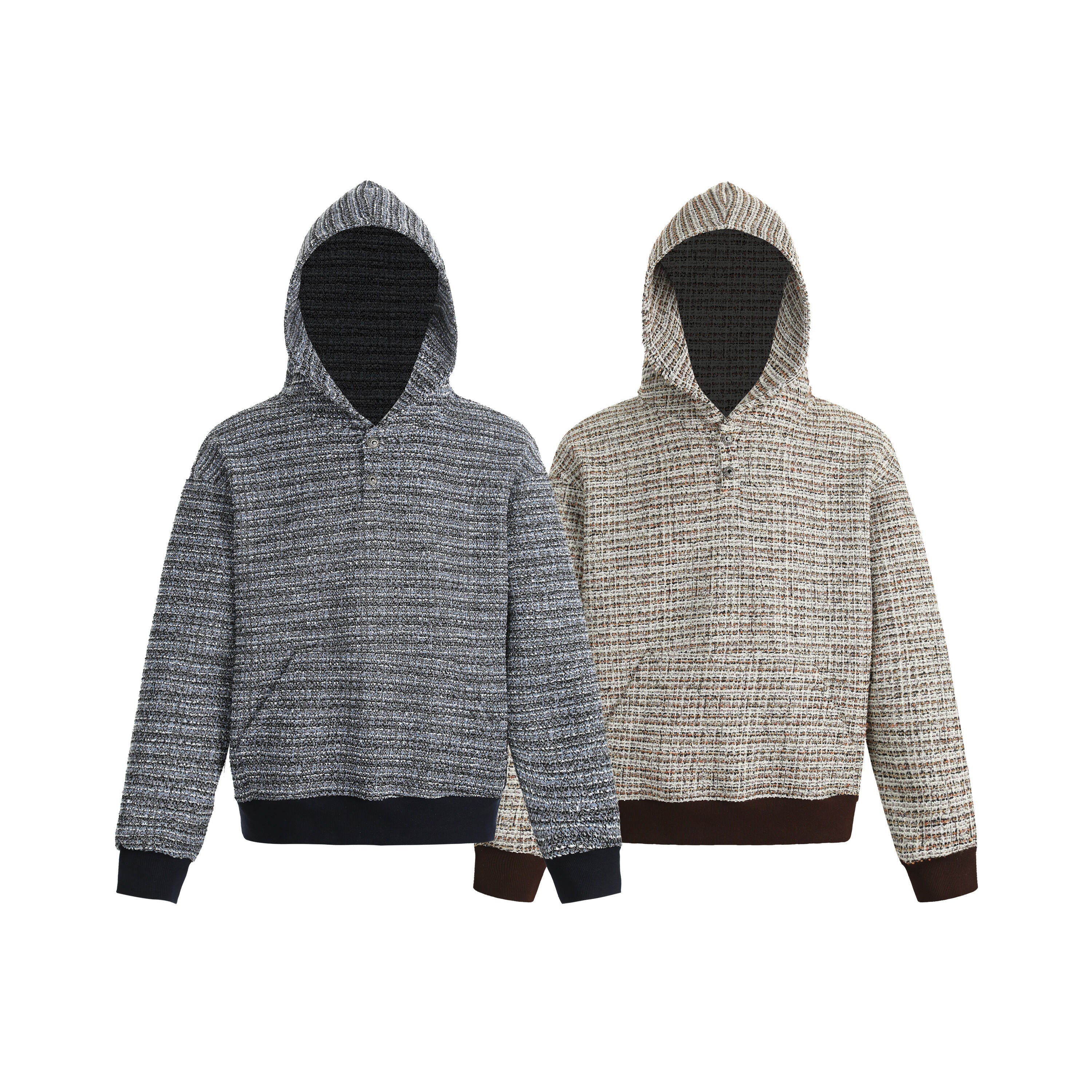 Omirad Textured Knit Hooded Sweatshirt