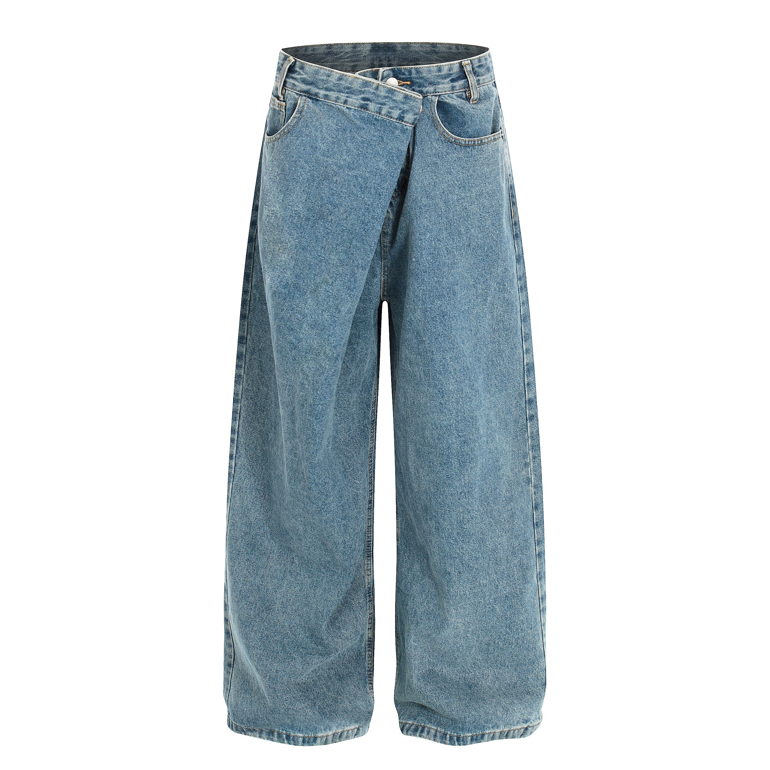 Omirad Asymmetric Waist Wide-Leg Denim Pants