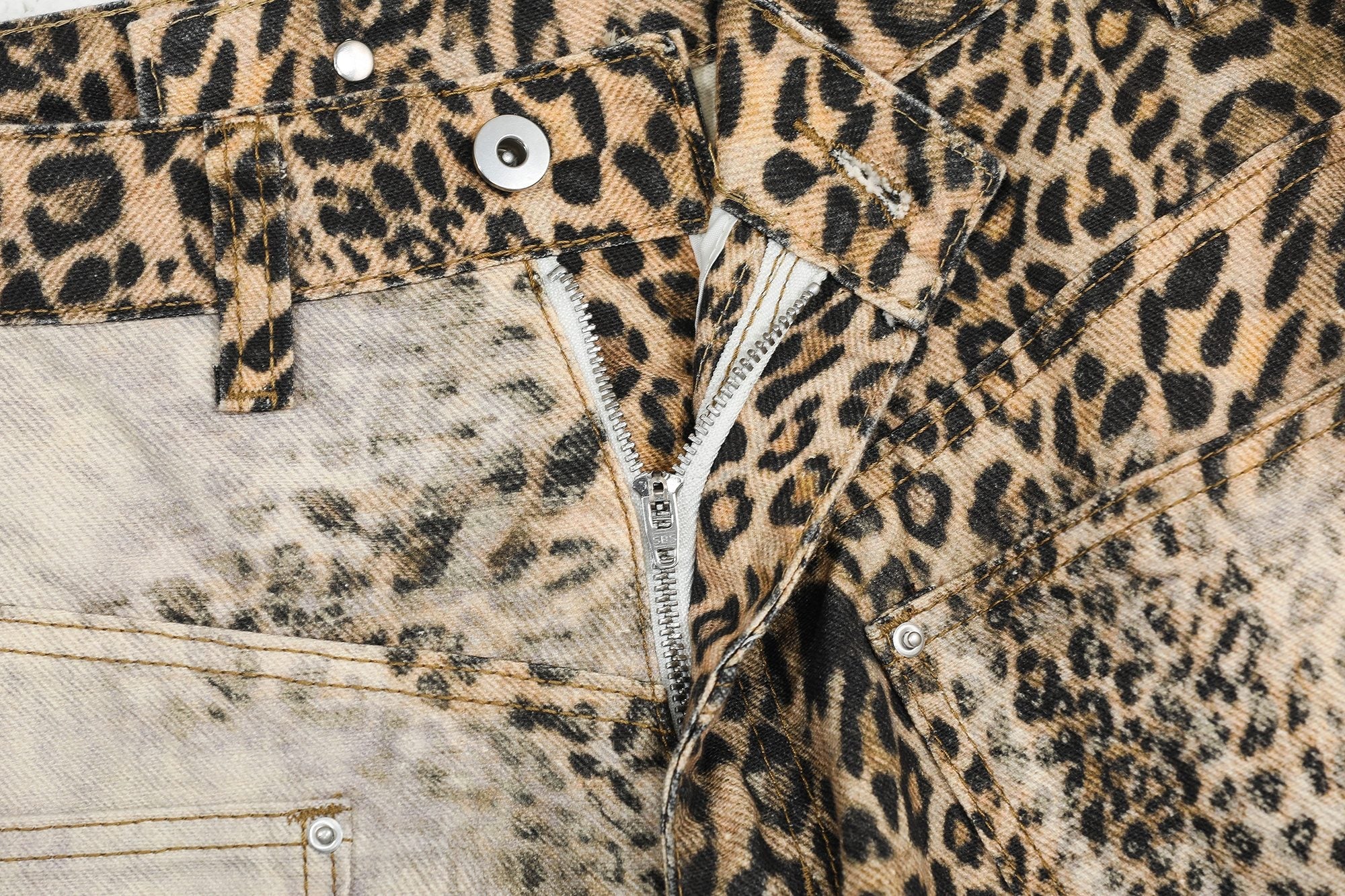 Omirad “Leopard Fur-Trim Wide-Leg Jeans”