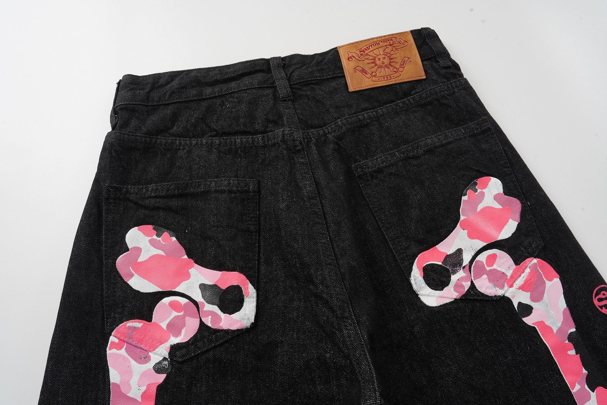 Omirad Skeleton Graphic Wide-Leg Denim Pants