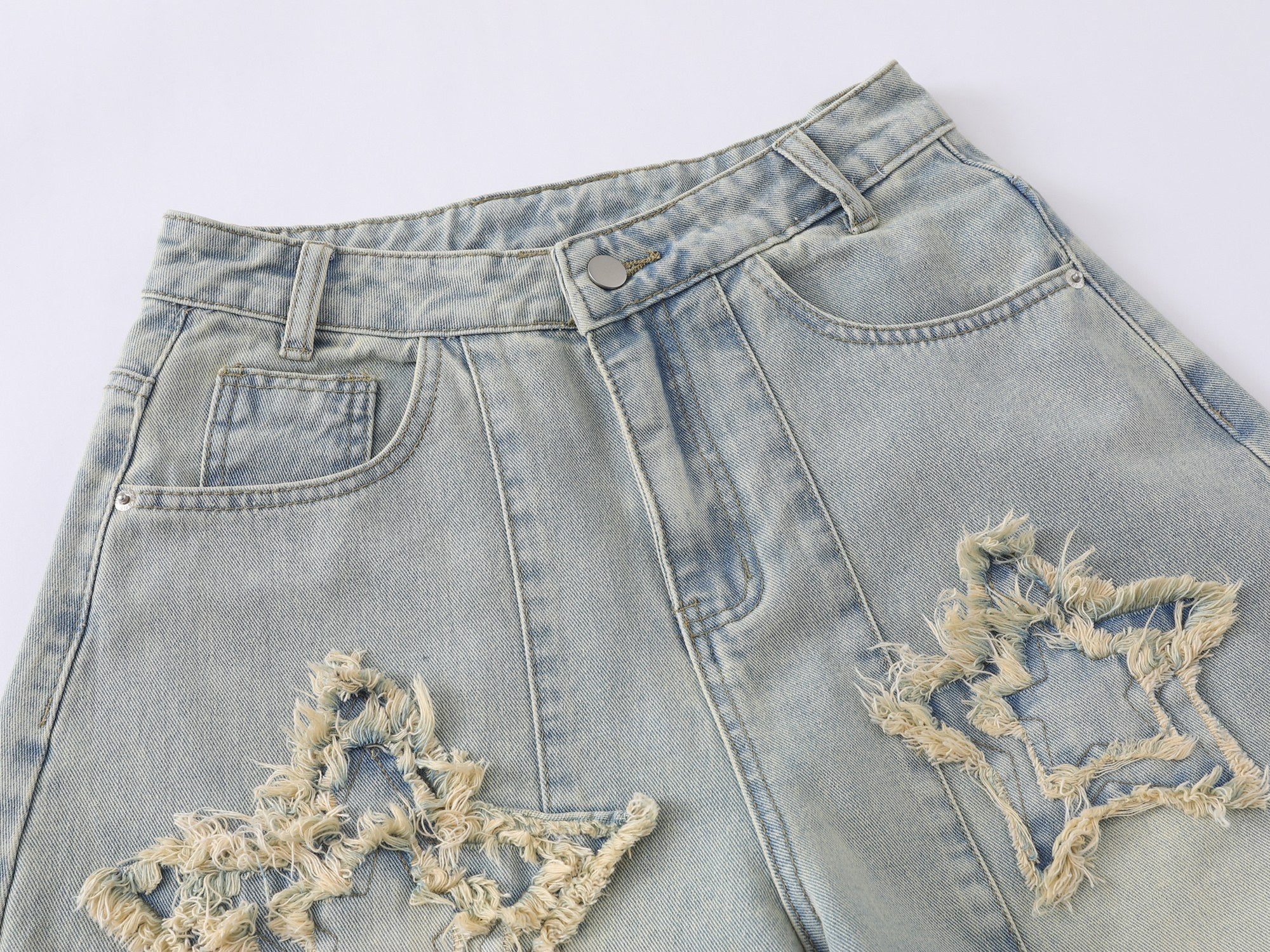 Omirad “Star Distressed Wide-Leg Jeans”