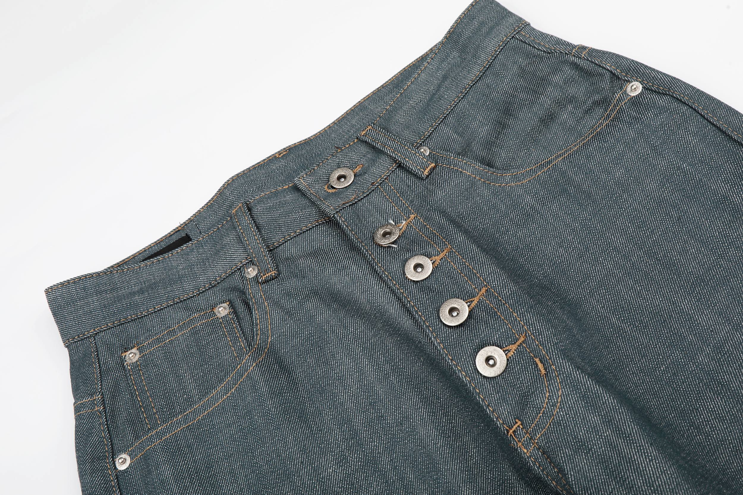 Omirad “Washed Grey Button Denim Jeans”
