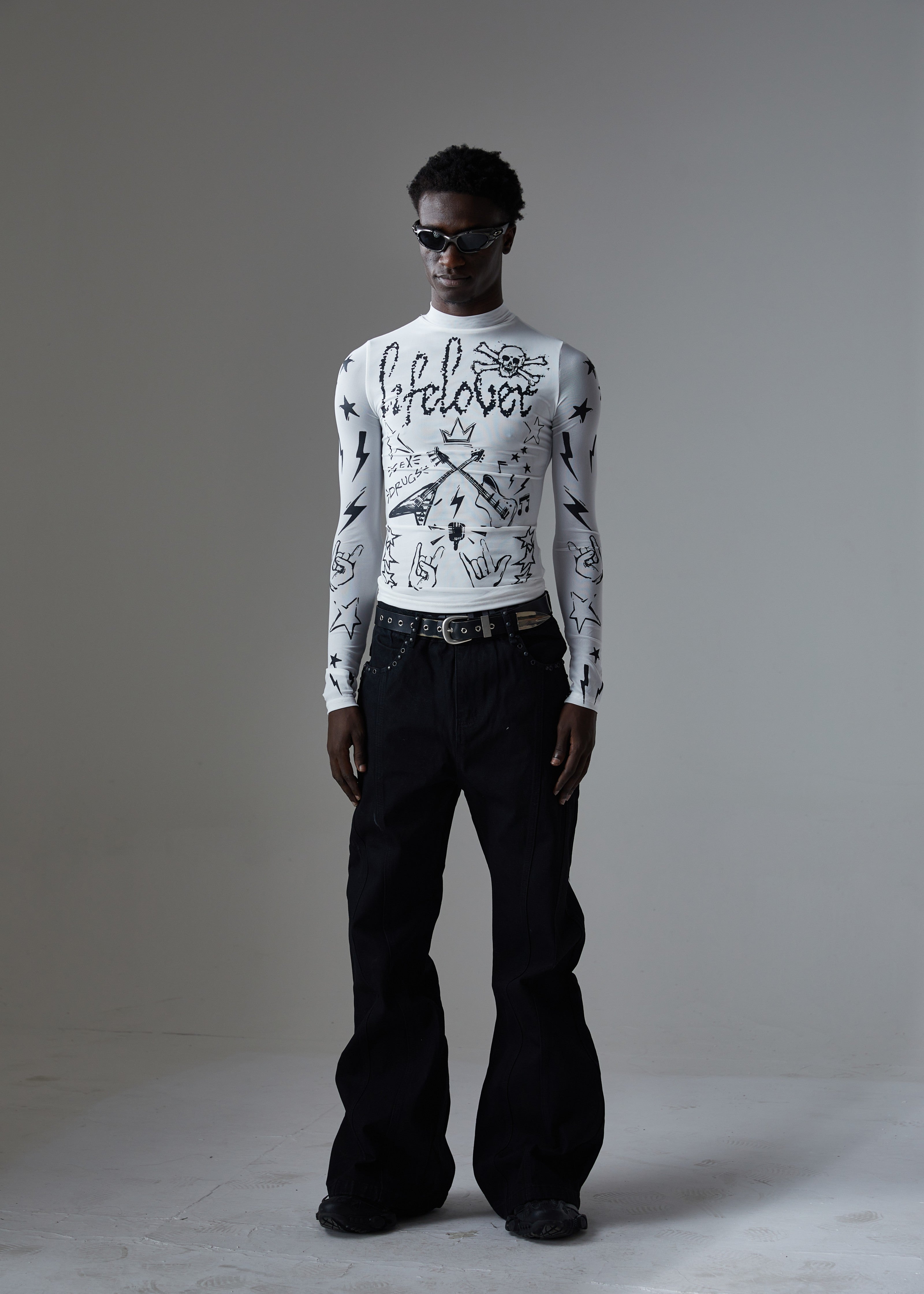 Omirad Studded Panel Wide-Leg Jeans
