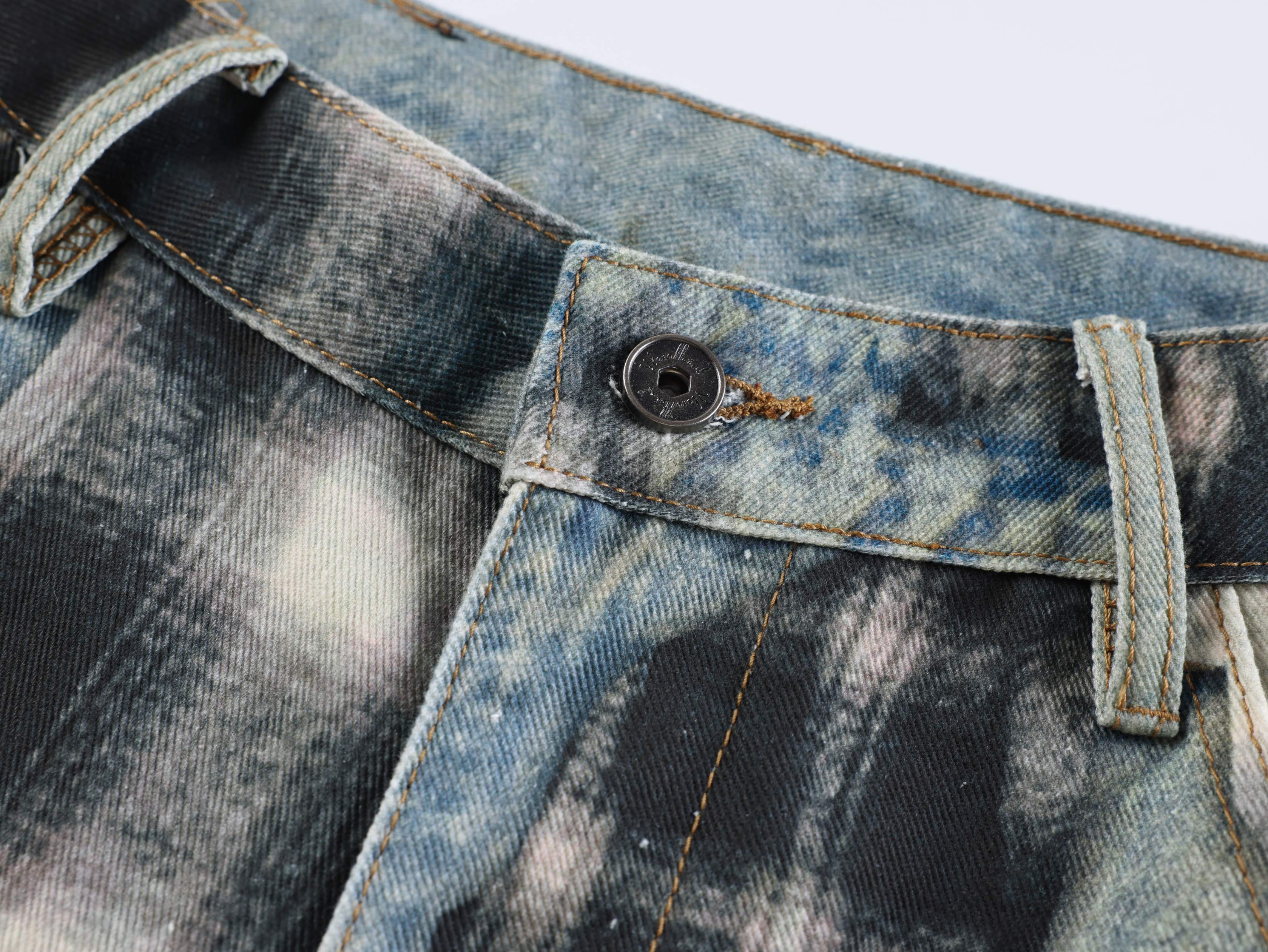 Omirad “Layered Flannel Patchwork Balloon Jeans”