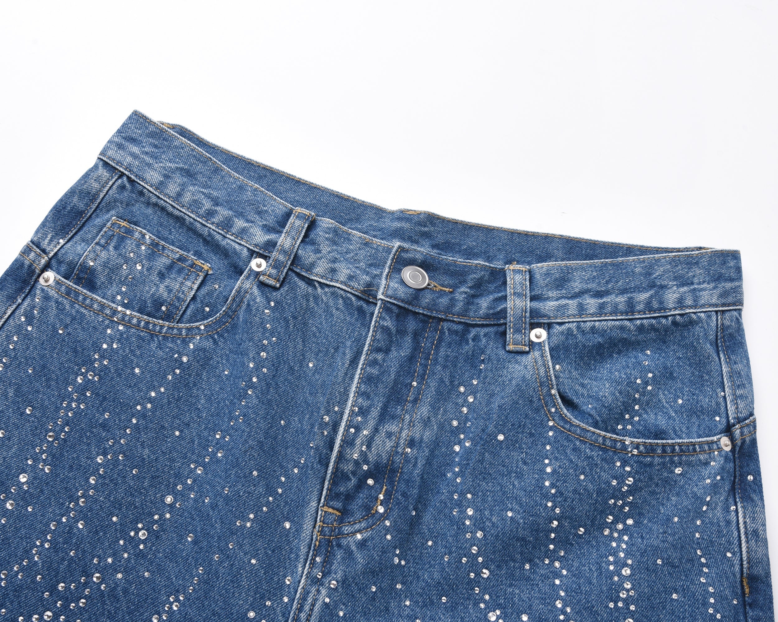 Omirad Rhinestone Burst Denim Shorts