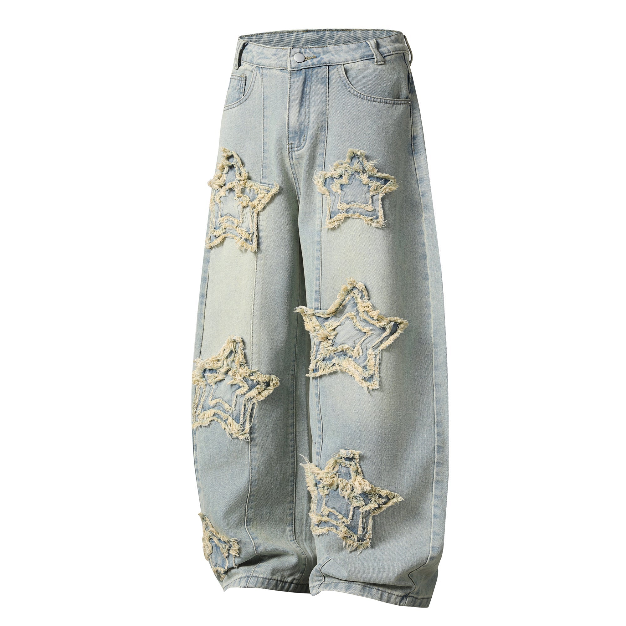 Omirad “Star Distressed Wide-Leg Jeans”